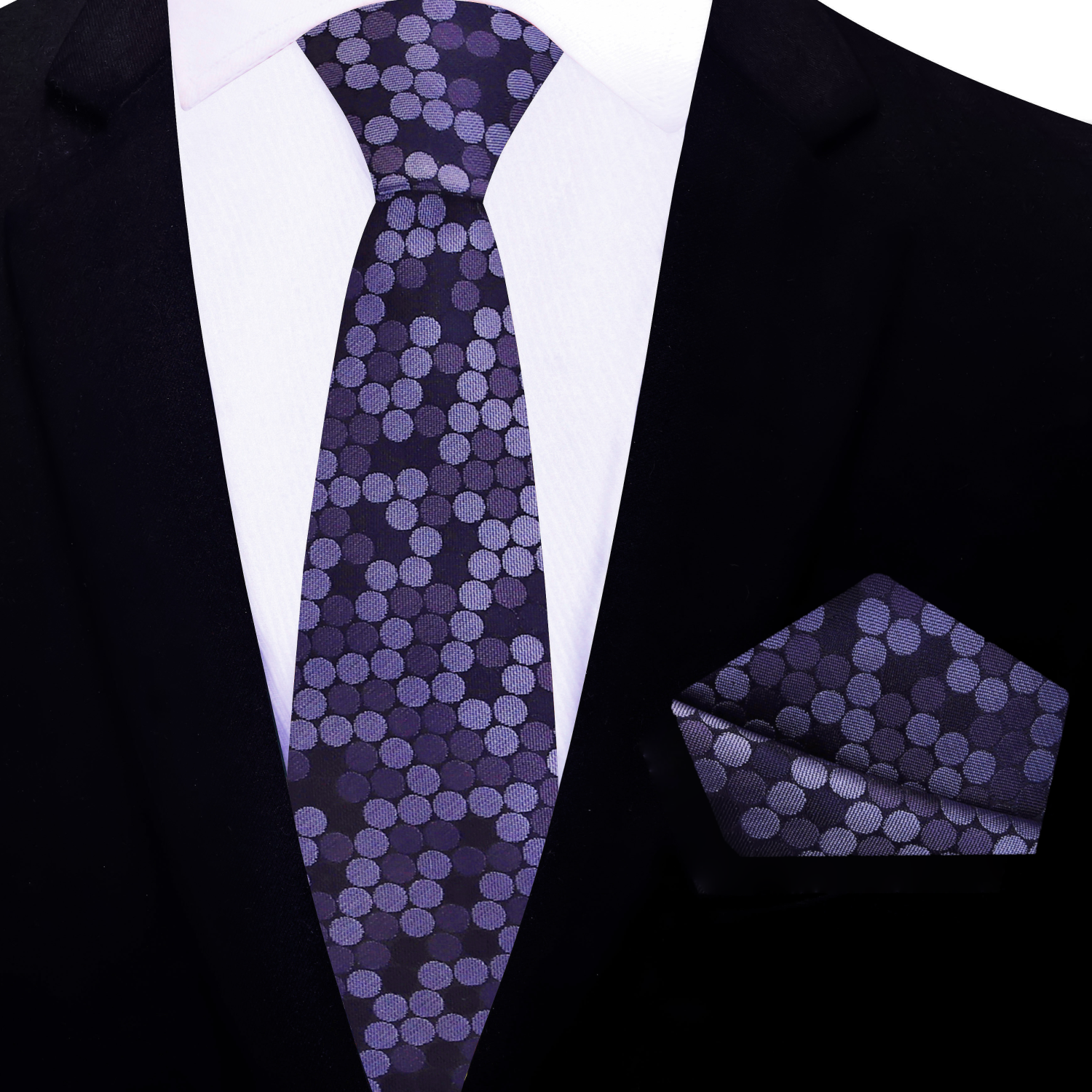 Ink Purple Dot Necktie Set Lavender Plum Pattern With Solid Square ink-purple-dot-necktie-set-lavender-plum-pattern-with-solid-square
