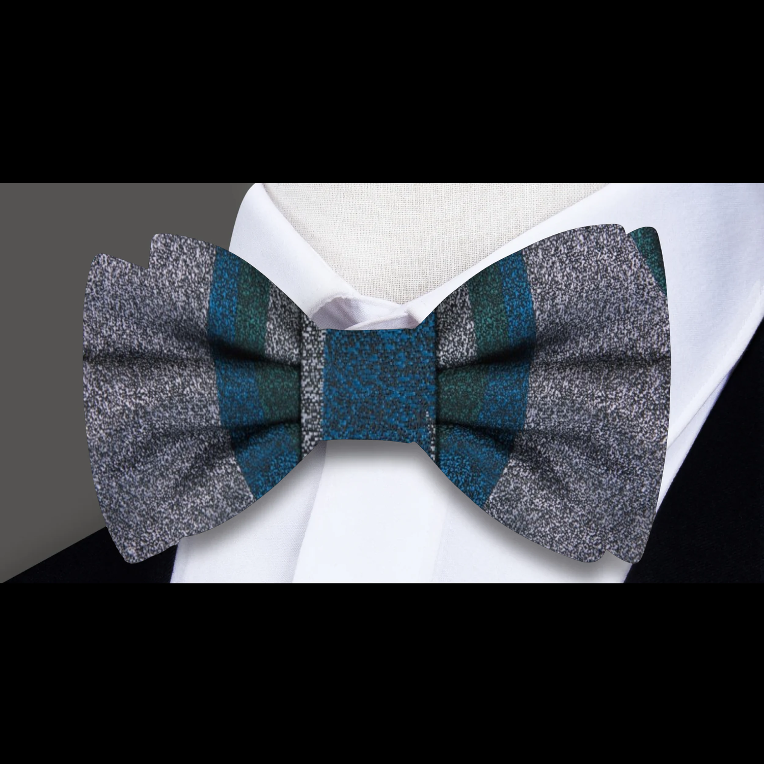 Grey Green Blue Abstract Bow Tie  