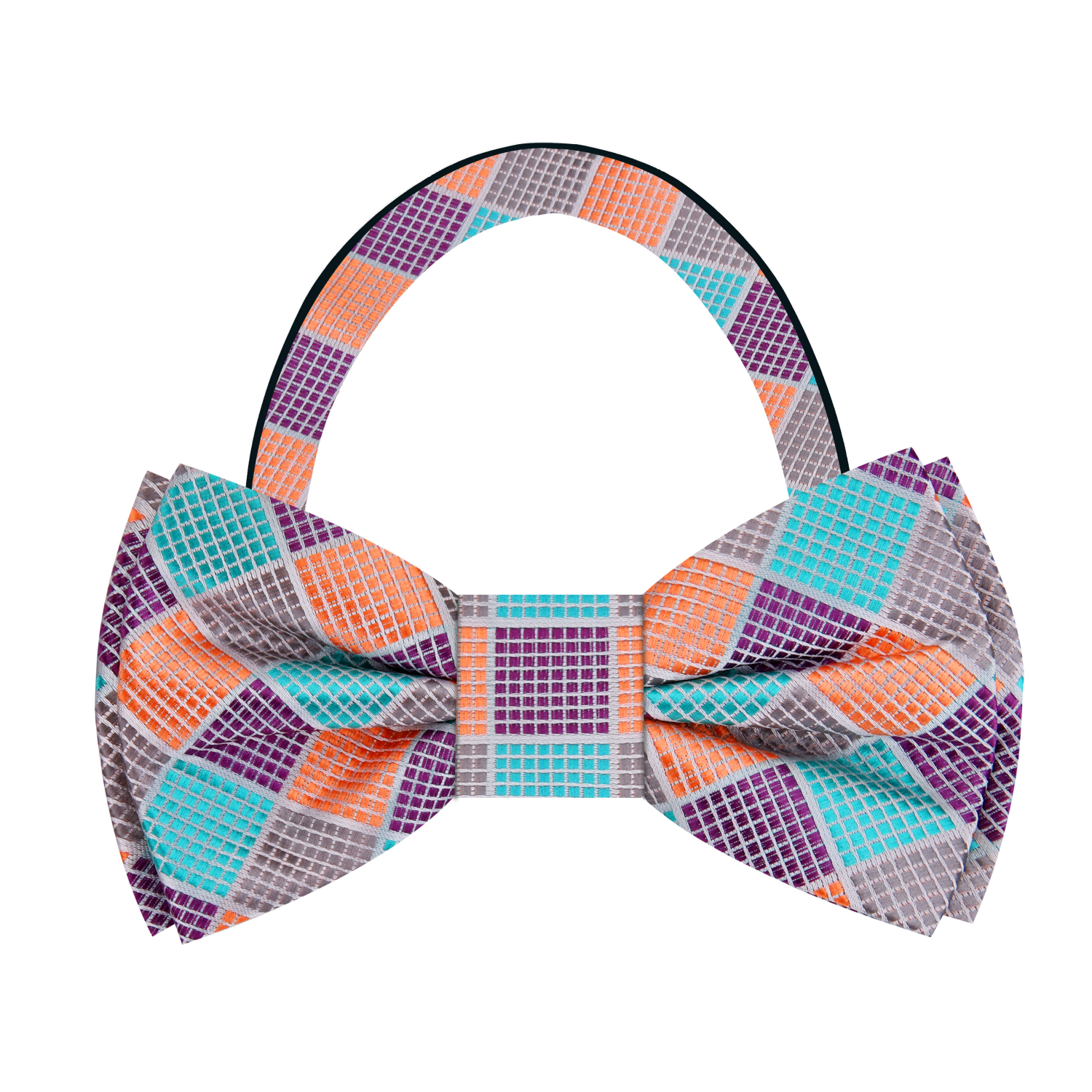 Teal, Orange, Purple Geometric Bow Tie Pre Tied