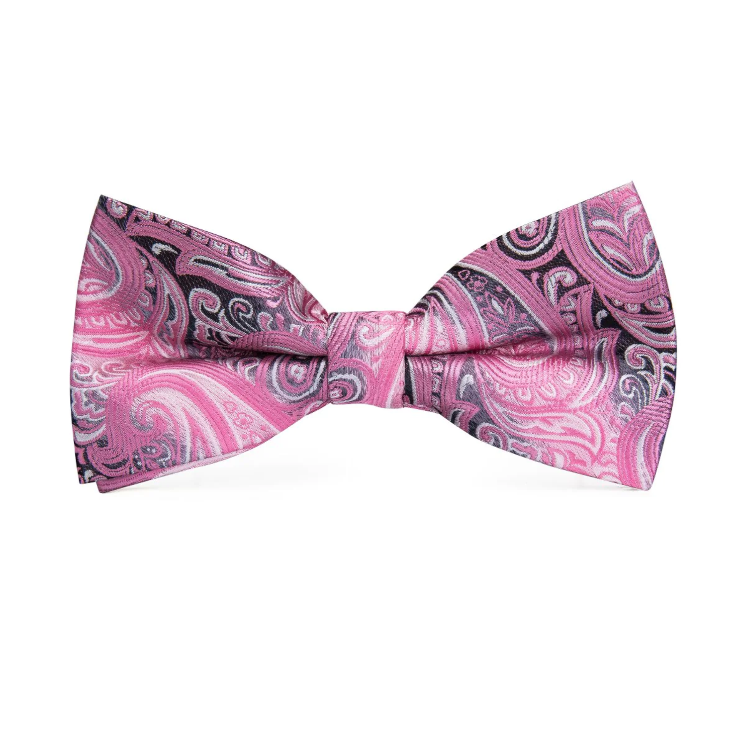 Grey and Pink Faded Fiber Paisley Bow Tie 