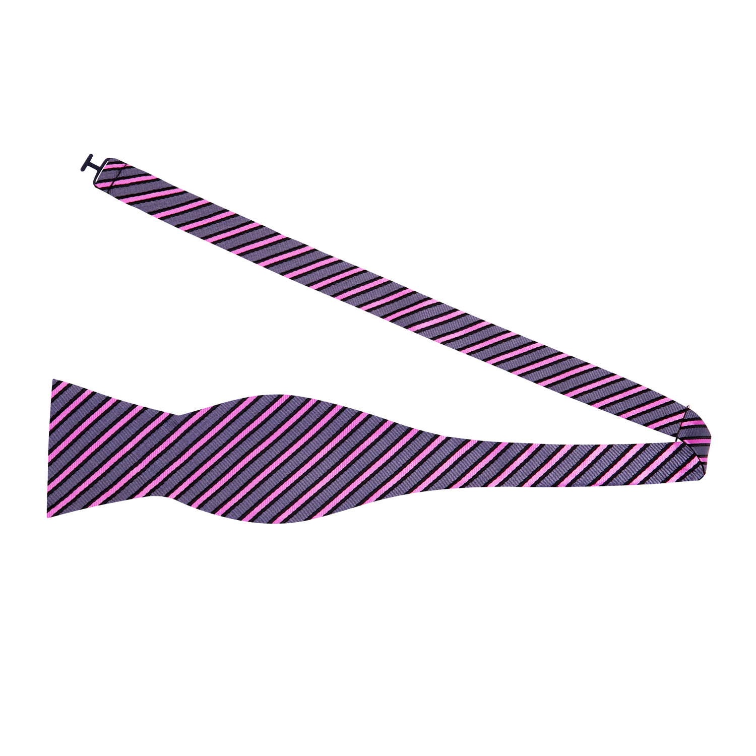 Grey, Pink Stripe Bow Tie Self Tie