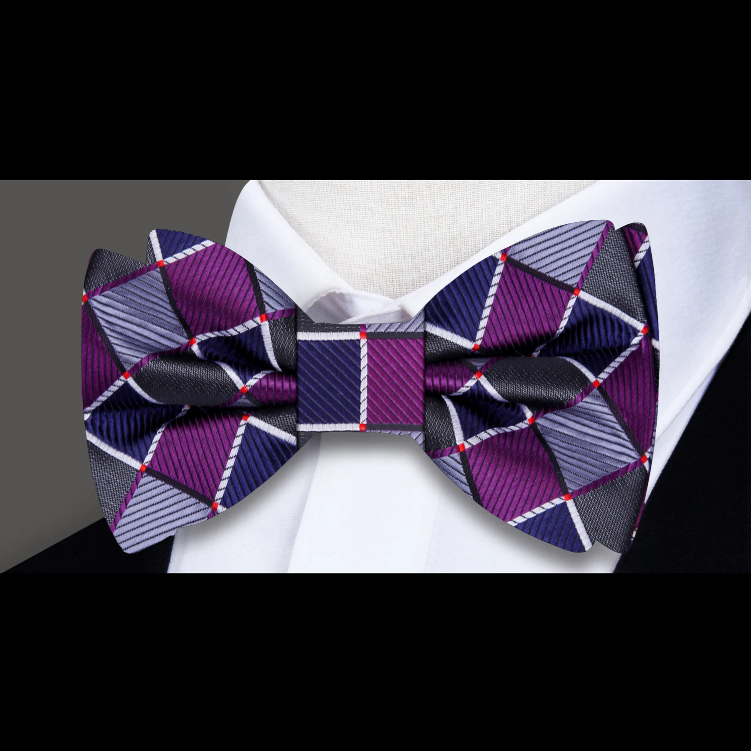 Purple, Grey, Blue Geometric Bow Tie