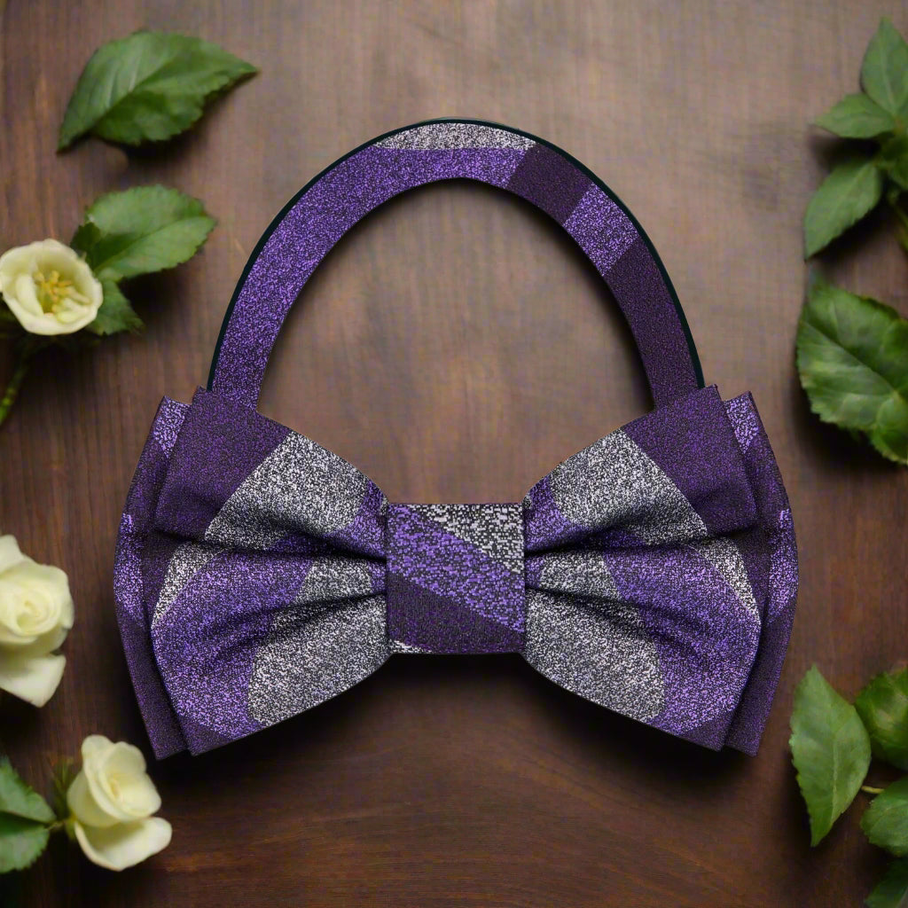 Grey Purple Pre Tied All Pro Bow Tie