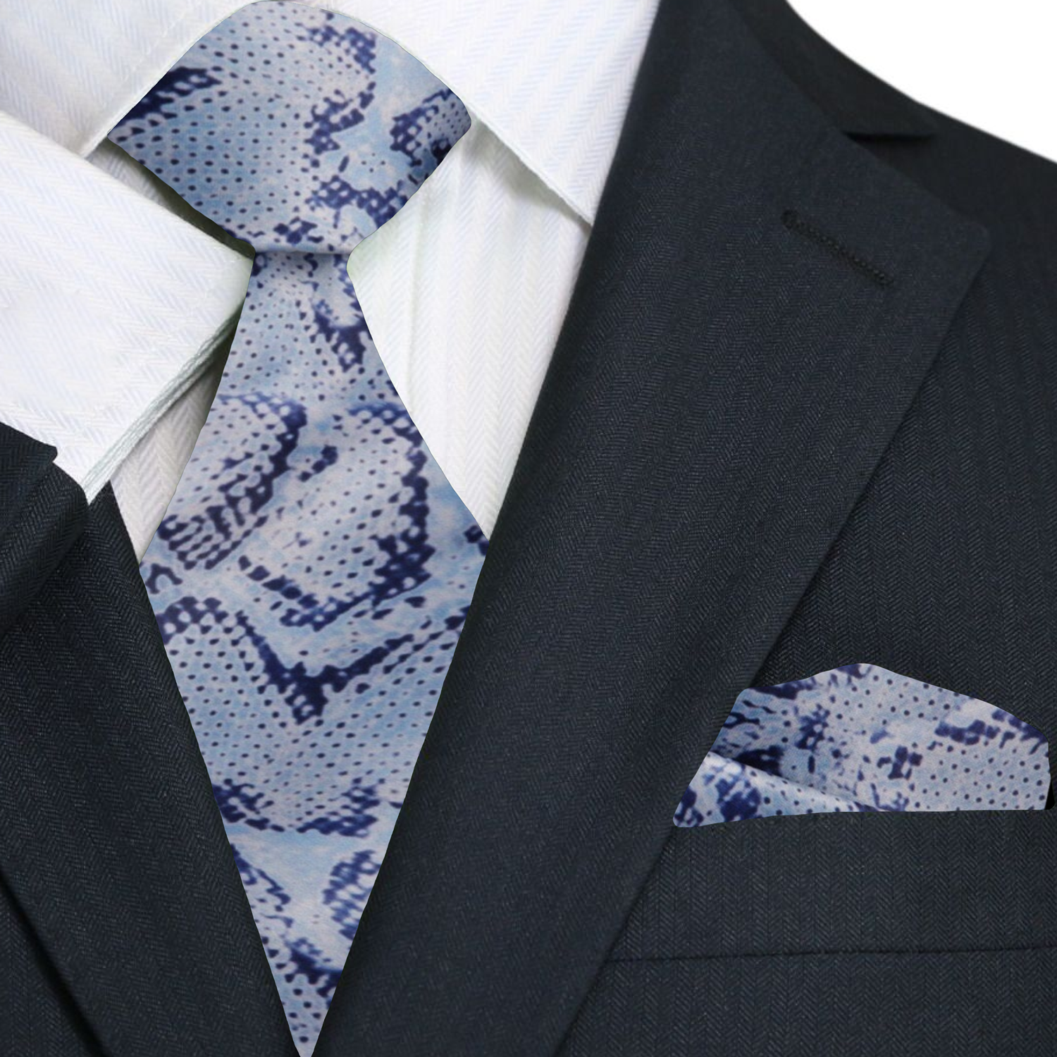 Primary Grey Snakeskin Tie and Square