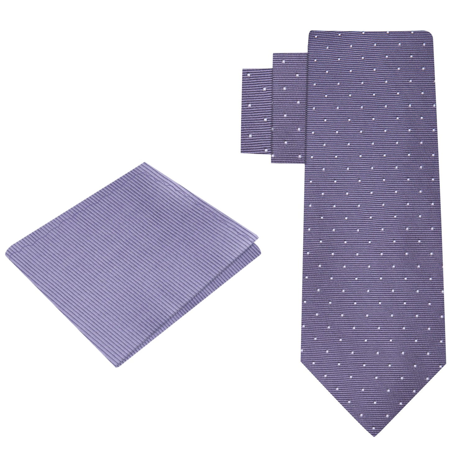 View 3: Grey, White Polka necktie and Square