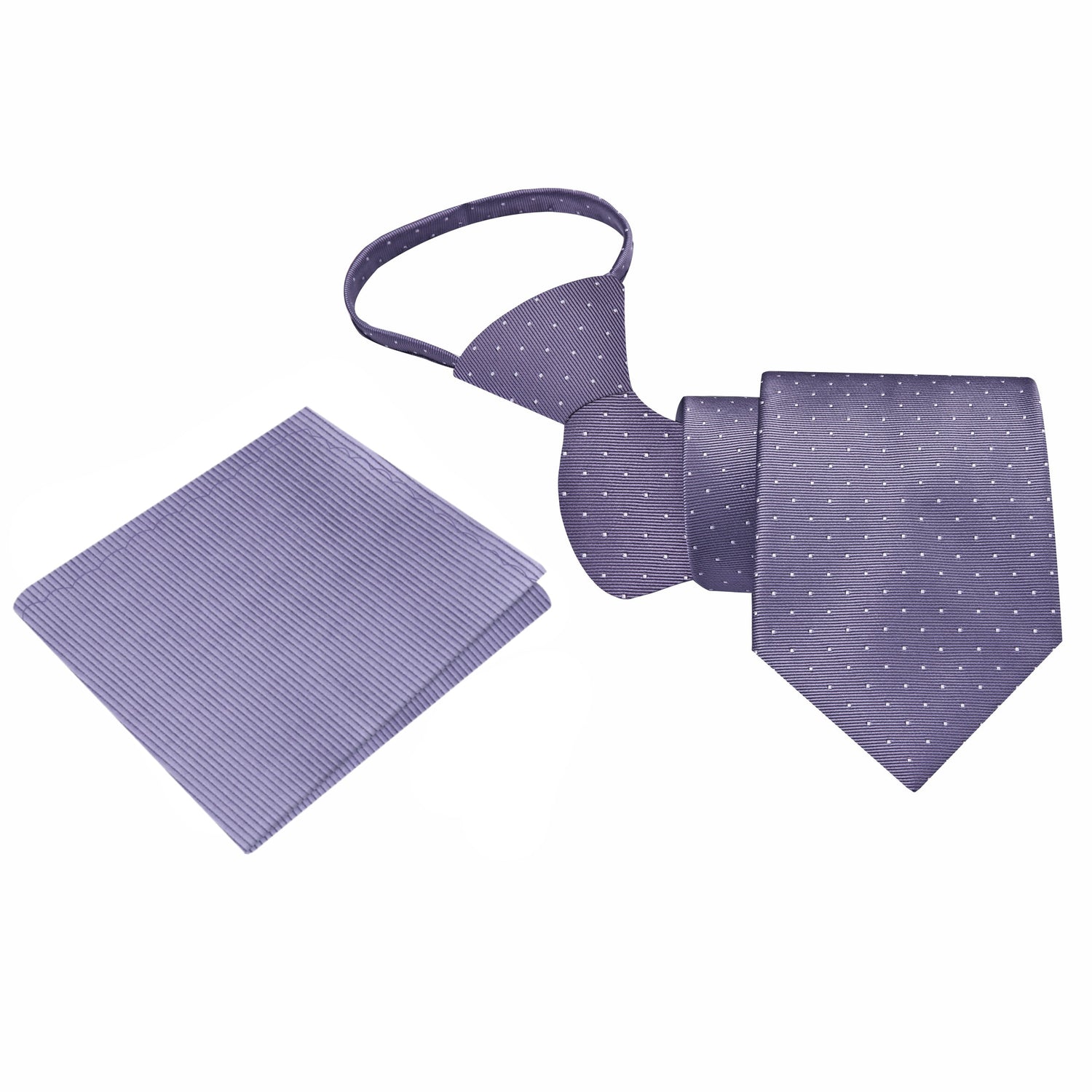 View 2 Grey, White Polka necktie and Square