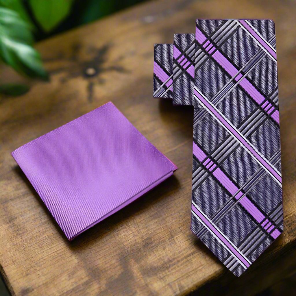 Rich Lavender Magnetic Plaid Necktie