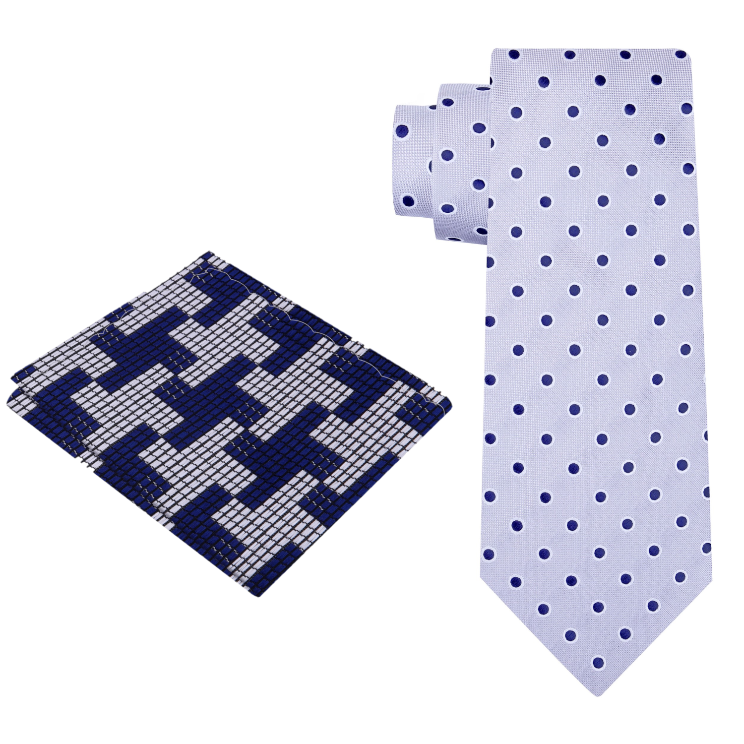 Alt Grey and Blue Polka Necktie and Accenting Square