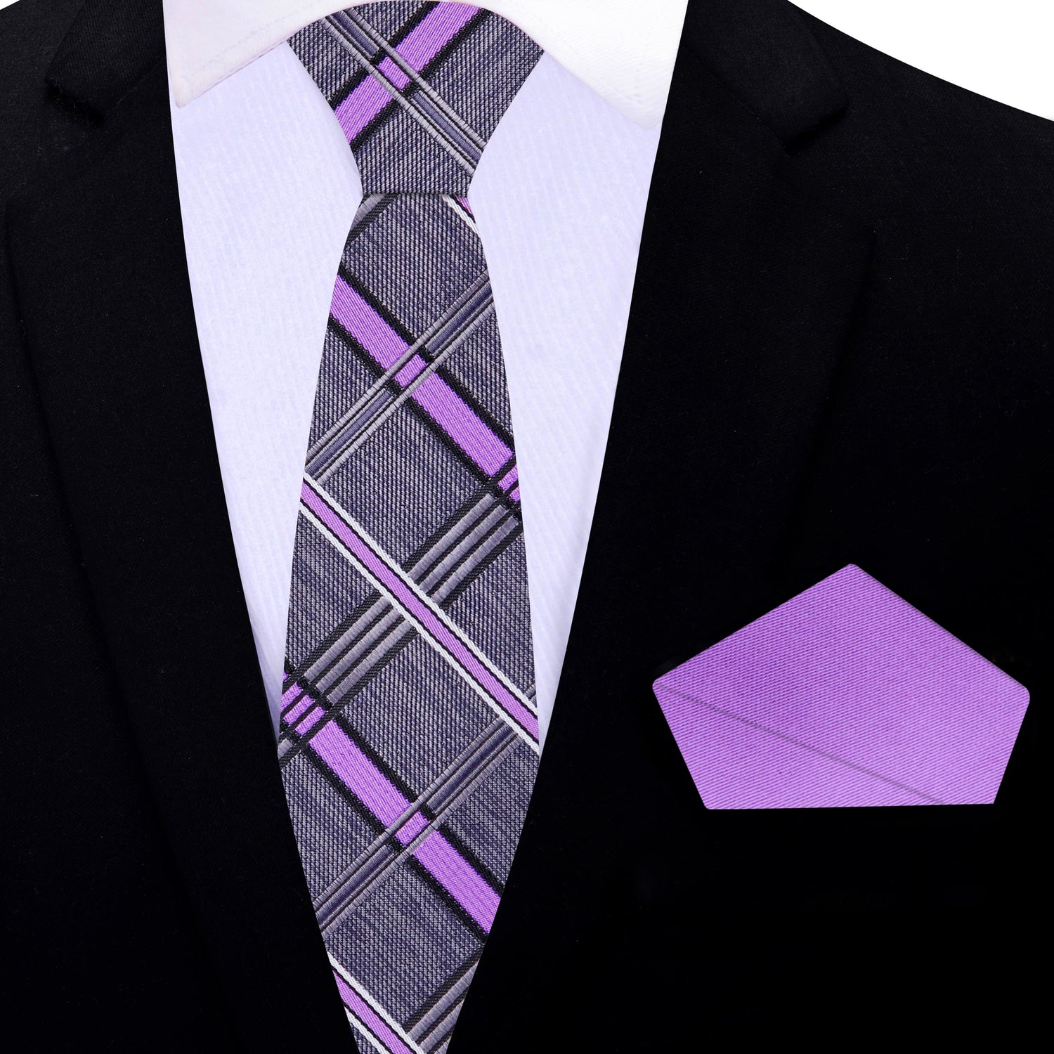 Rich Lavender Magnetic Plaid Necktie