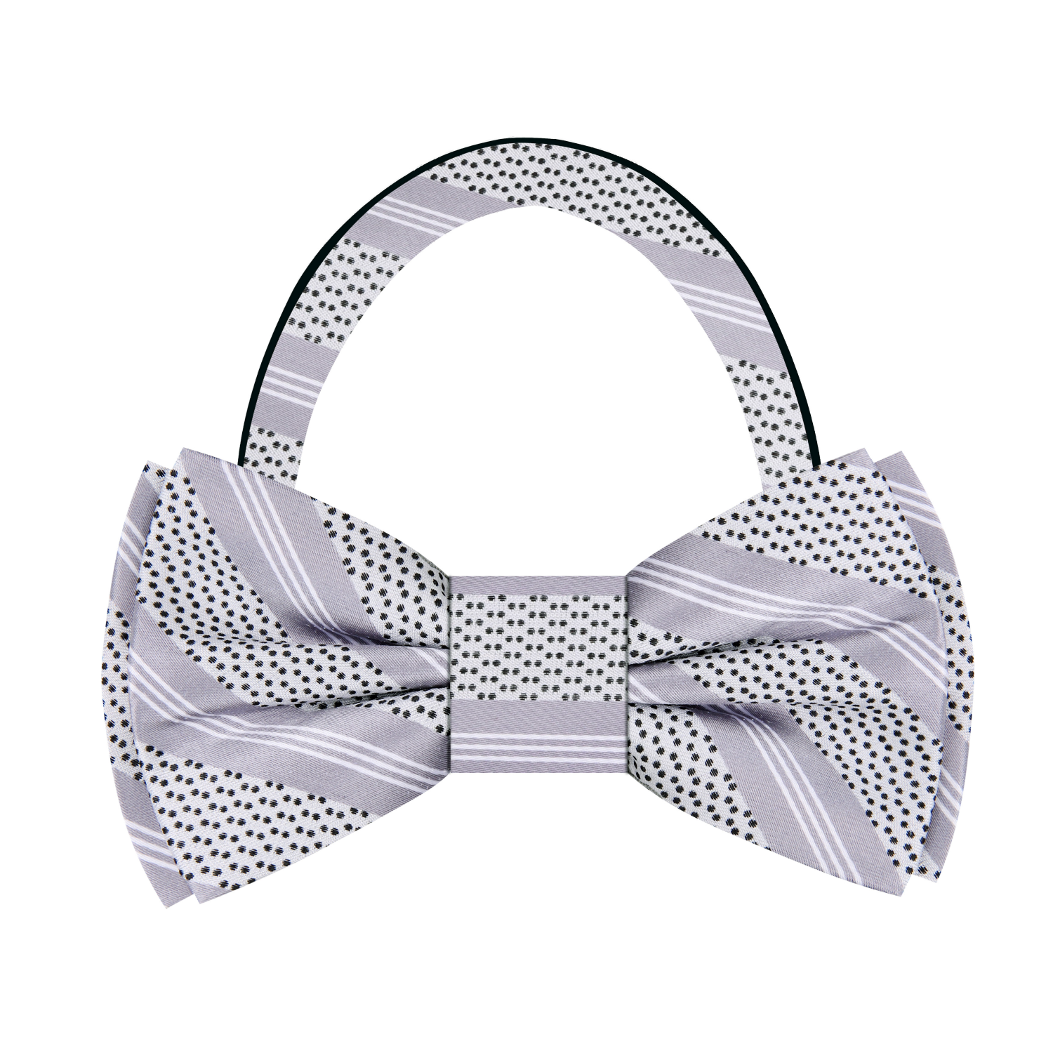 Grey, Black Stripes Bow Tie Pre Tied