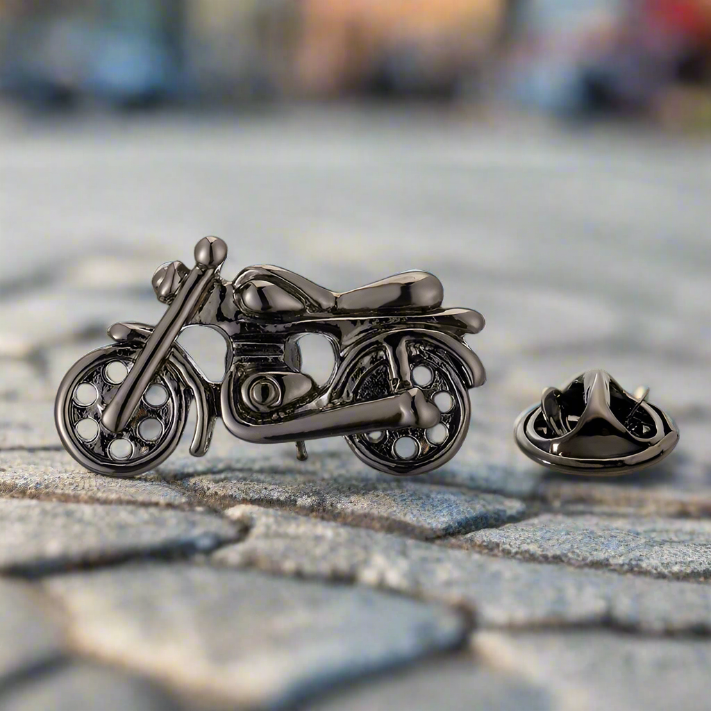 Gun Metal Motorcycle Lapel Pin