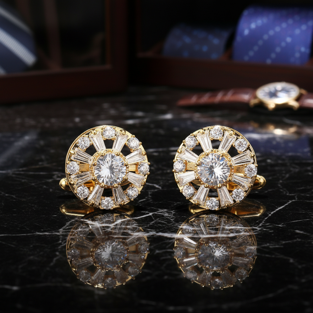 gold colored cufflinks
