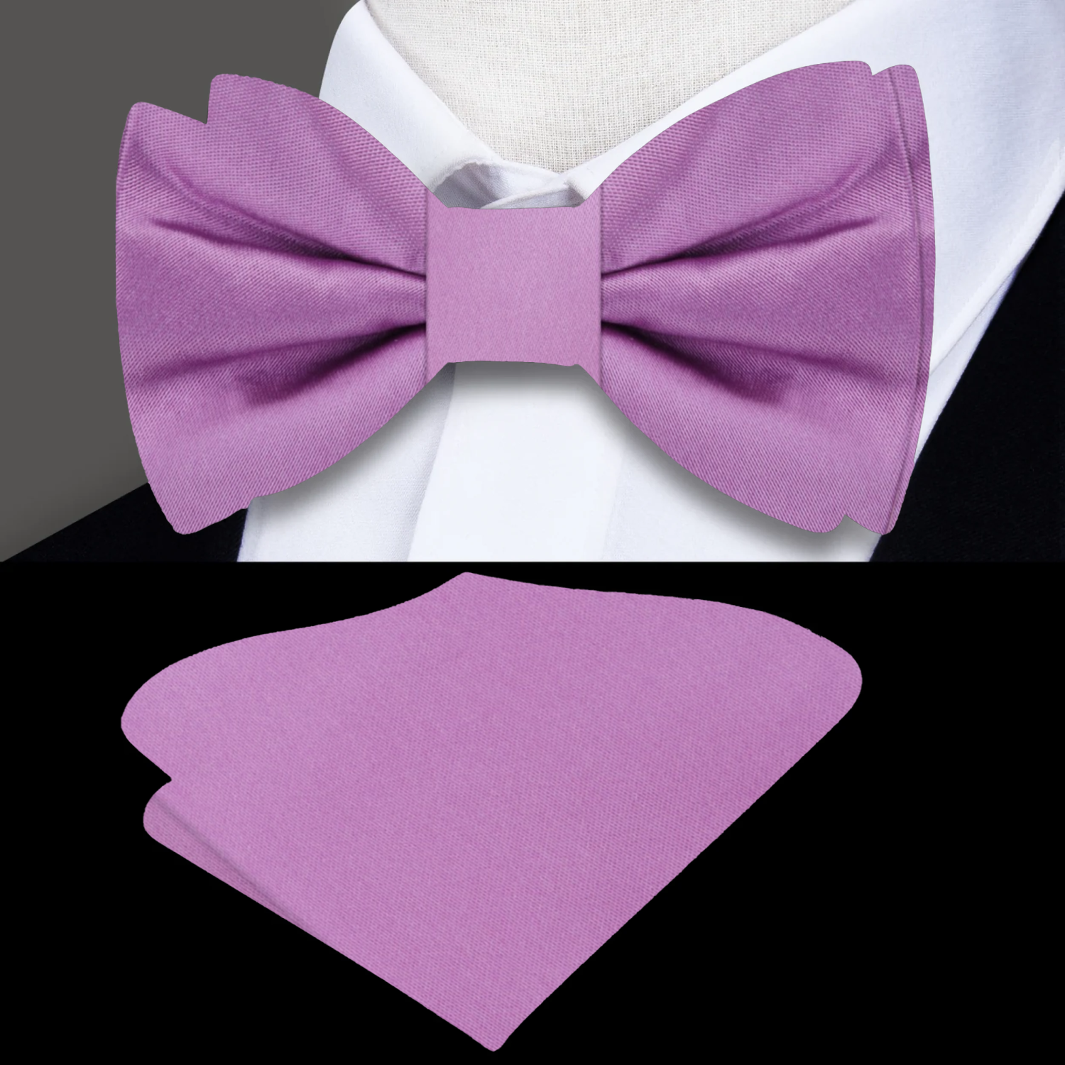 Heather Purple Bow Tie and Pocket Square