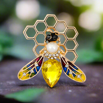 Rhinestone Pearl Bee Brooch - Vintage Crystal Insect Lapel Pin For Women & Men - View #6