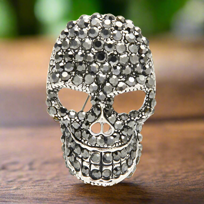 Vintage Jeweled Skull Lapel Pin