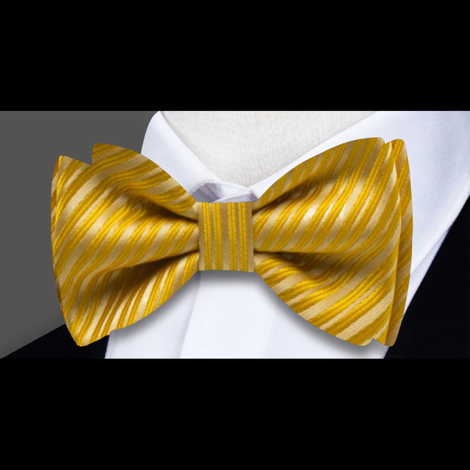 Yellow Pinstripe Bow Tie 