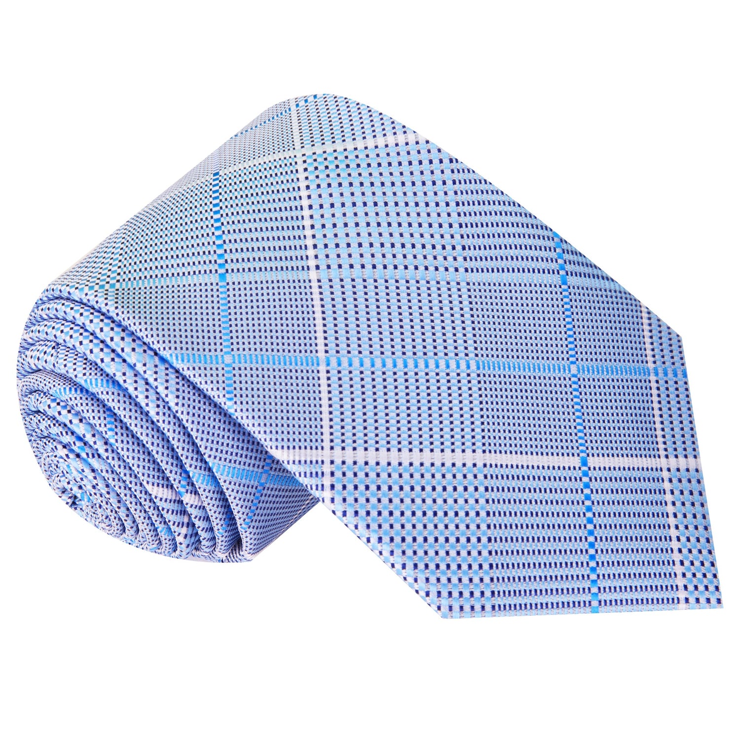 Light Blue, White Plaid Tie  