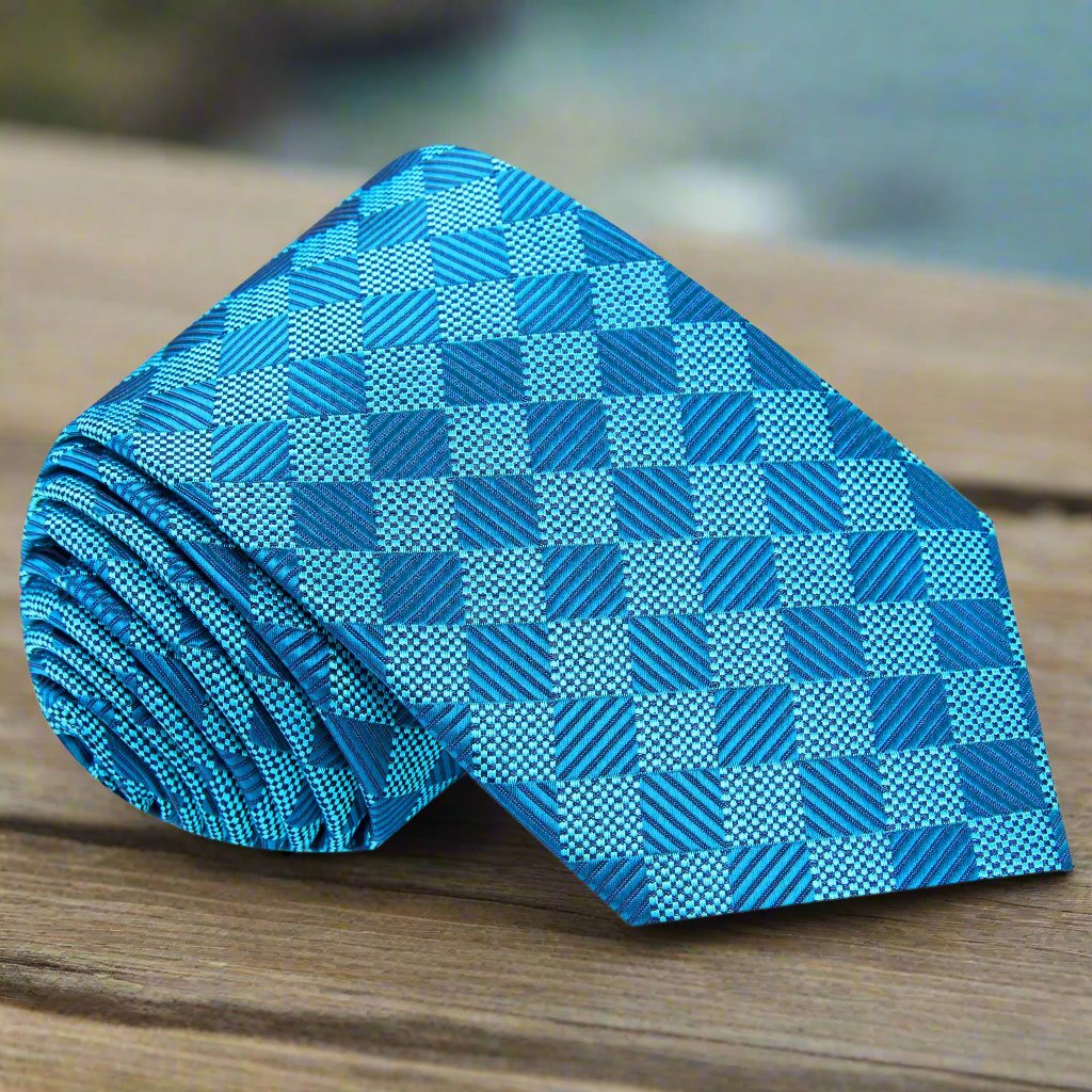 Rich Cyan Blue Geometric Diamonds Tie 