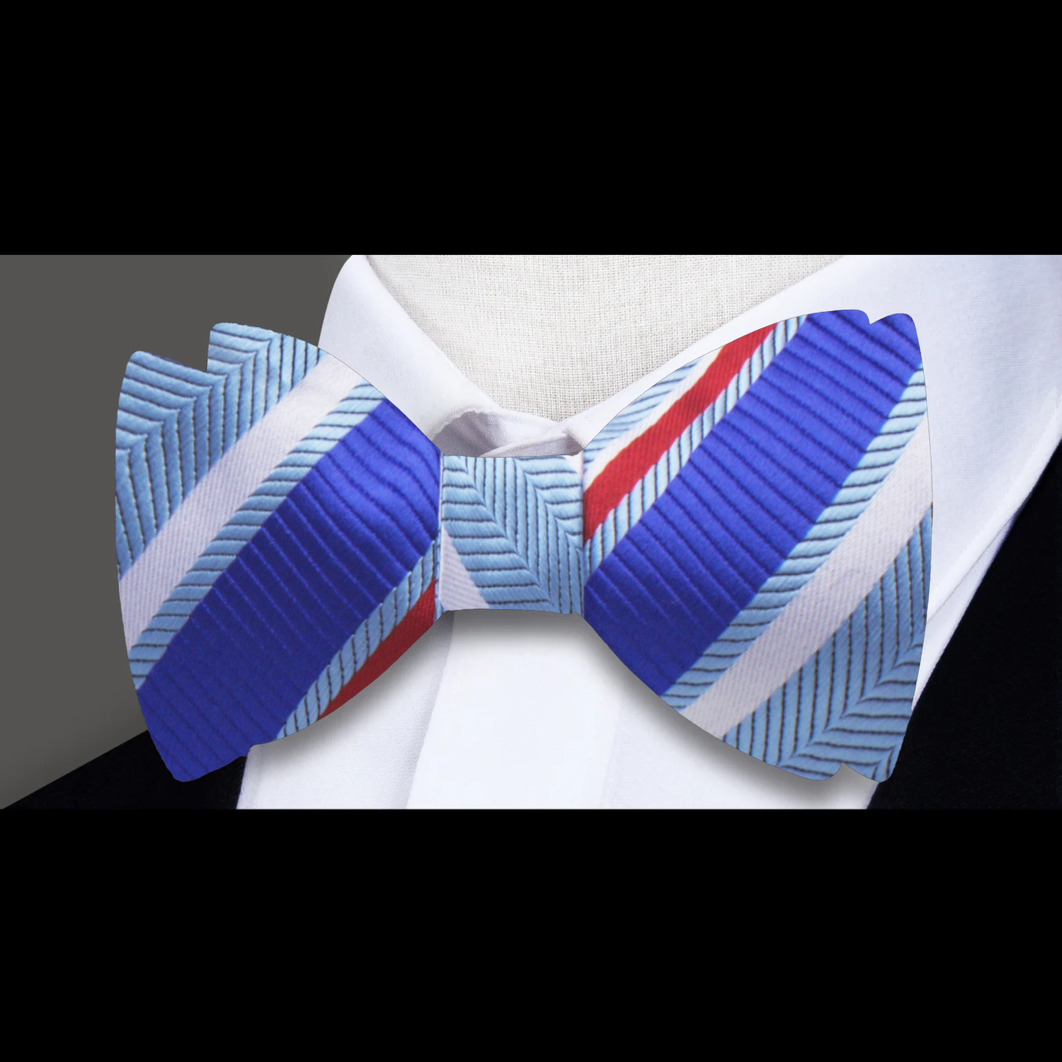 Teal, Blue and Orange Stripe Bow Tie 