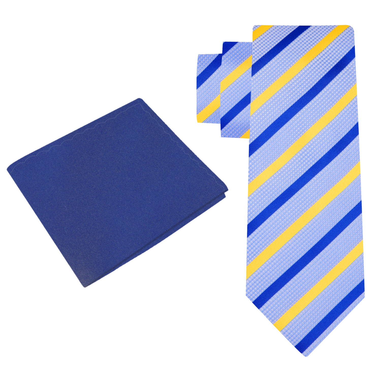View 2: Light Blue, Blue, Yellow Stripe Tie and Blue Square