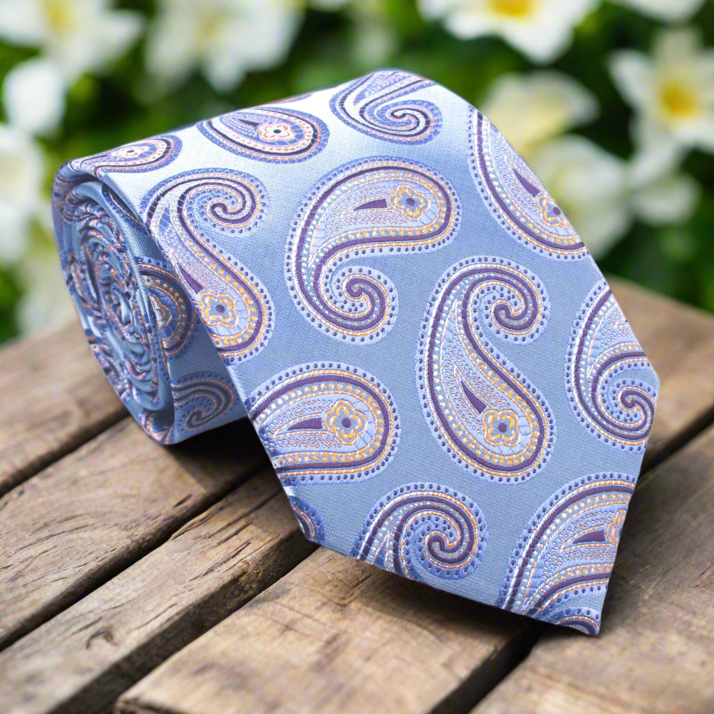 Light Blue Paisley Necktie