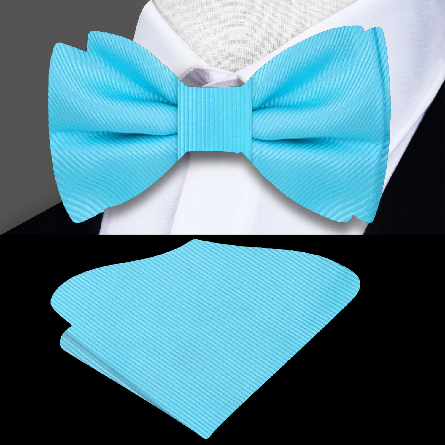 Solid Mint Bow Tie and Square