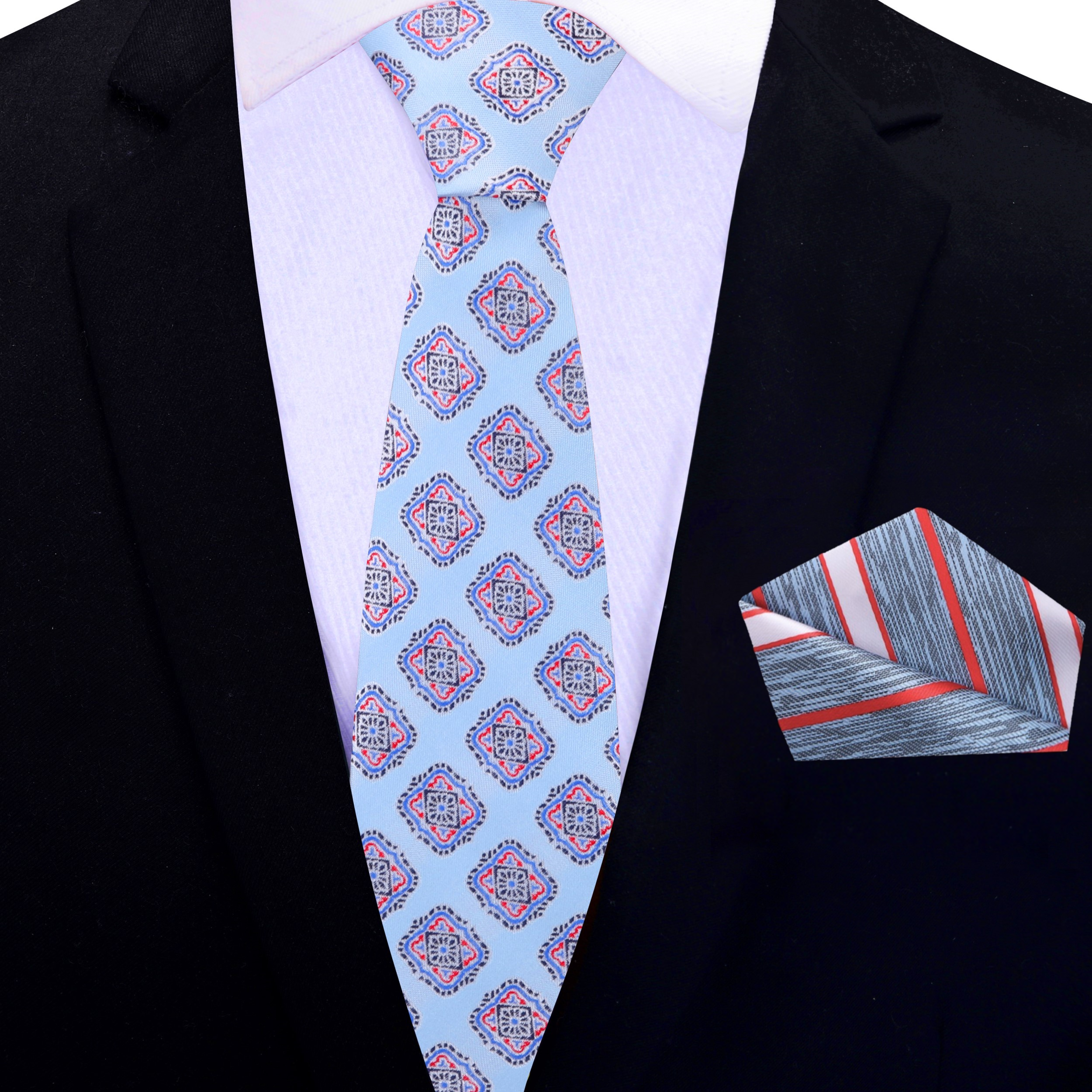 light blue dress shirt with red tie Blue, & White Geometric Necktie Size:19 Dark elemental fairy with conveying freshness and freedom. promoelgible1