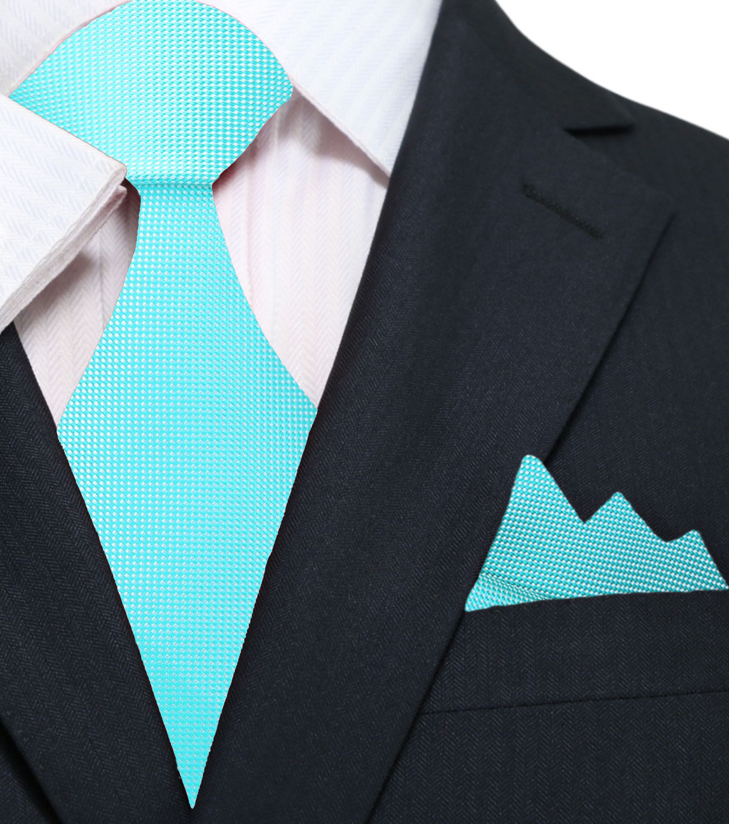 Solid Mint Check Tie and Pocket Square