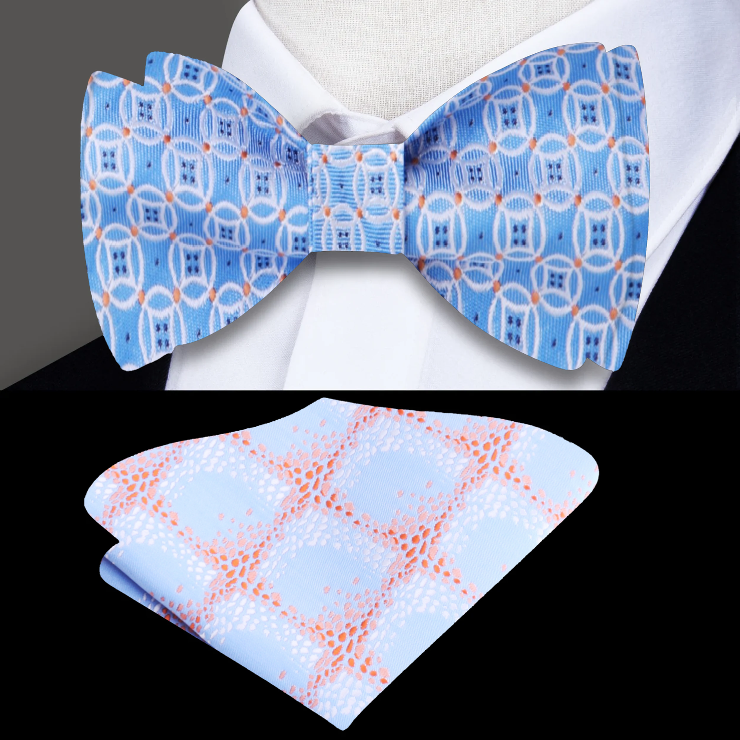 Light Blue Geometric Bow Tie