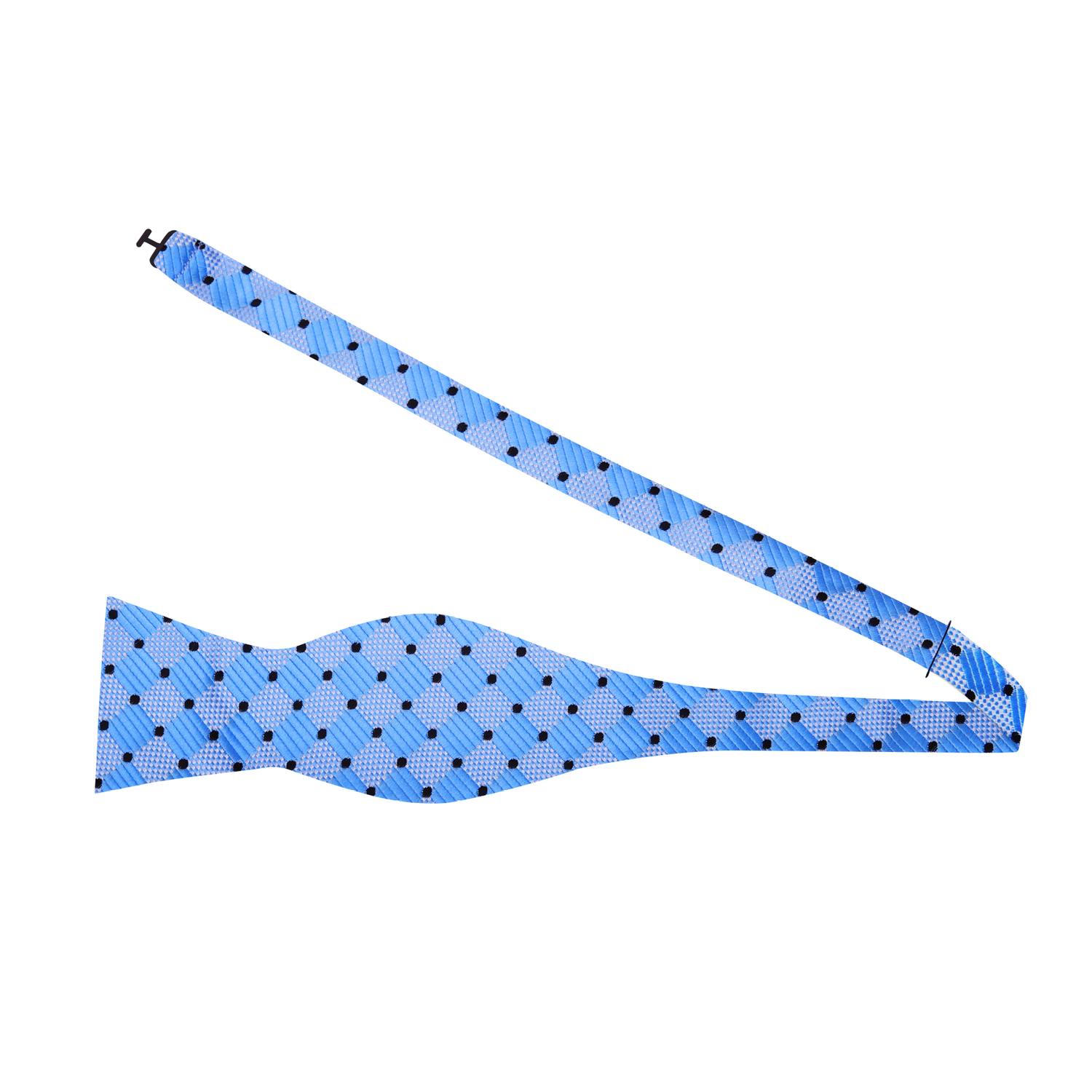 Self tie: A Light Blue, Dark Blue Geometric Dots Pattern Silk Self Tie Bow Tie