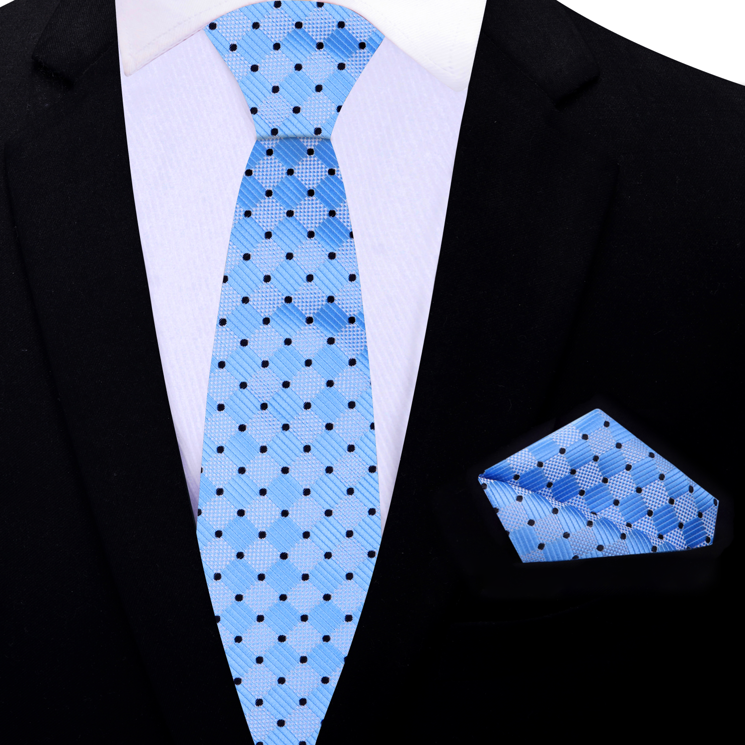 Blue Thin Tie and Square