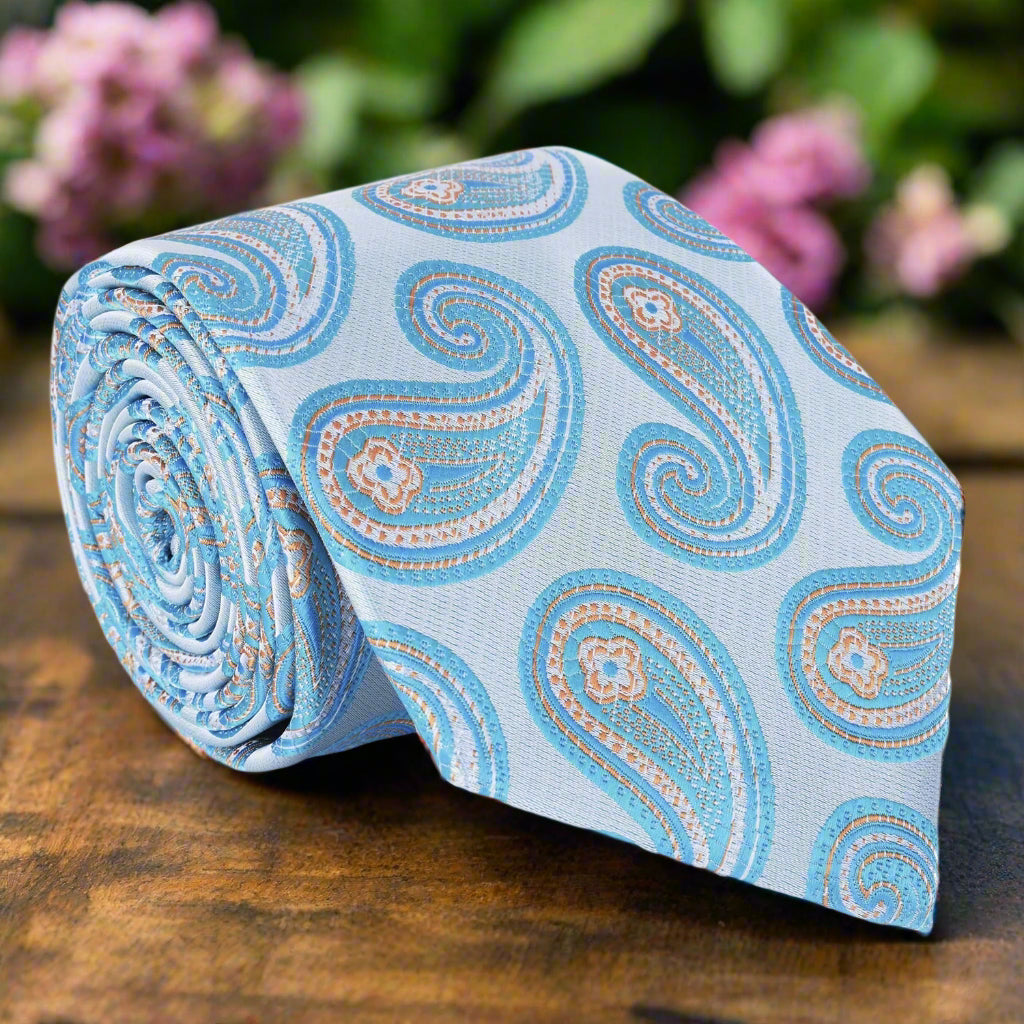 Aqua Paisley Necktie