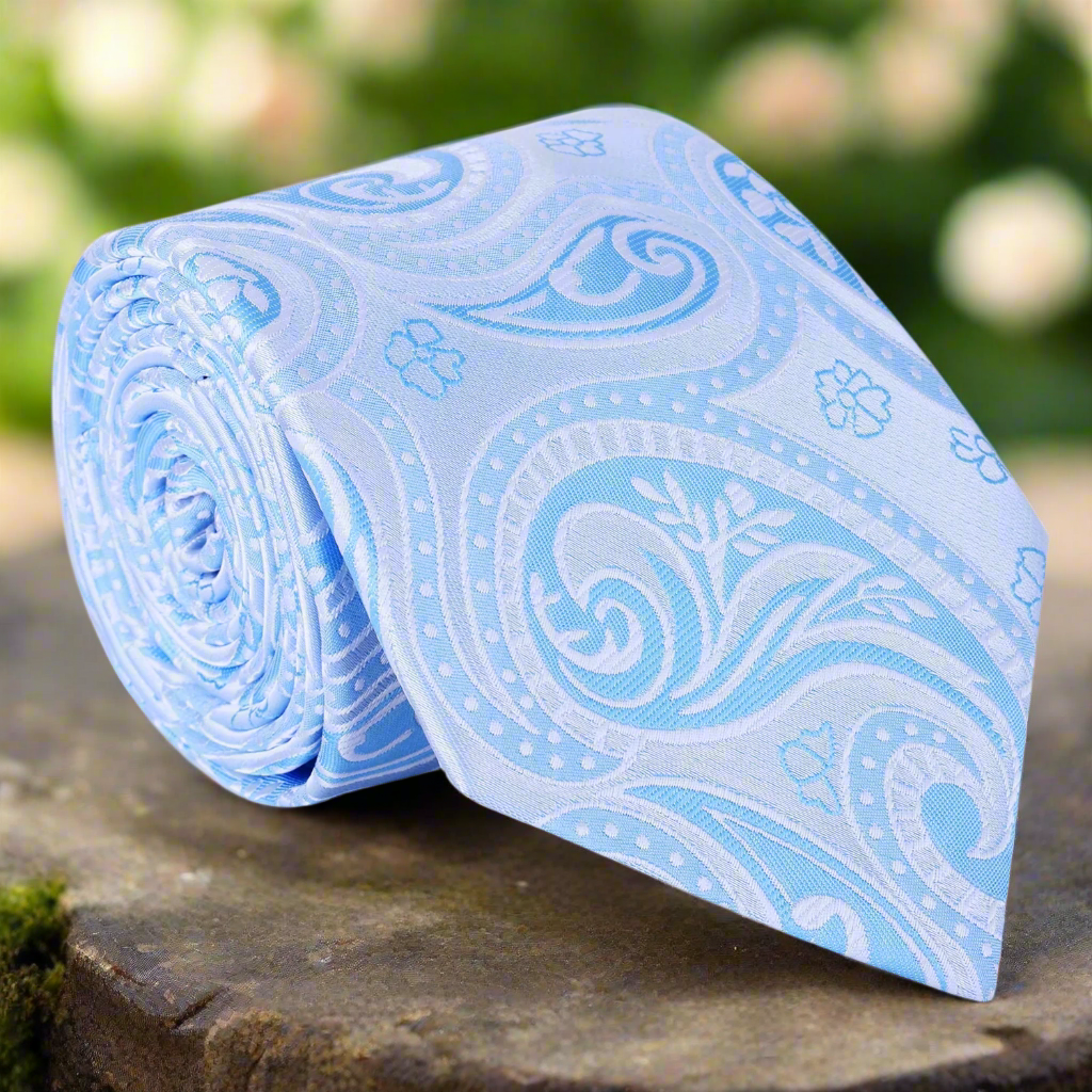 Light Blue and Ice Paisley Tie