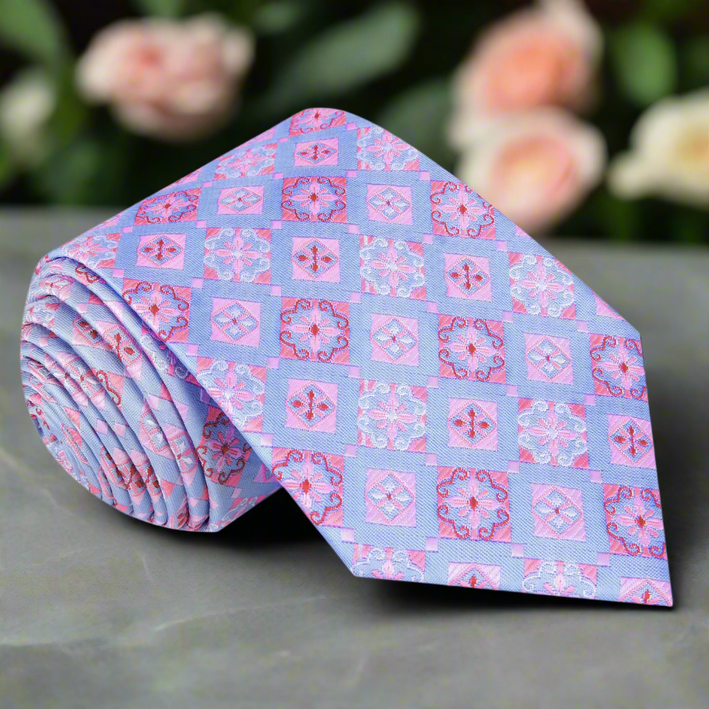 Light Blue Pink Red Haze Tie