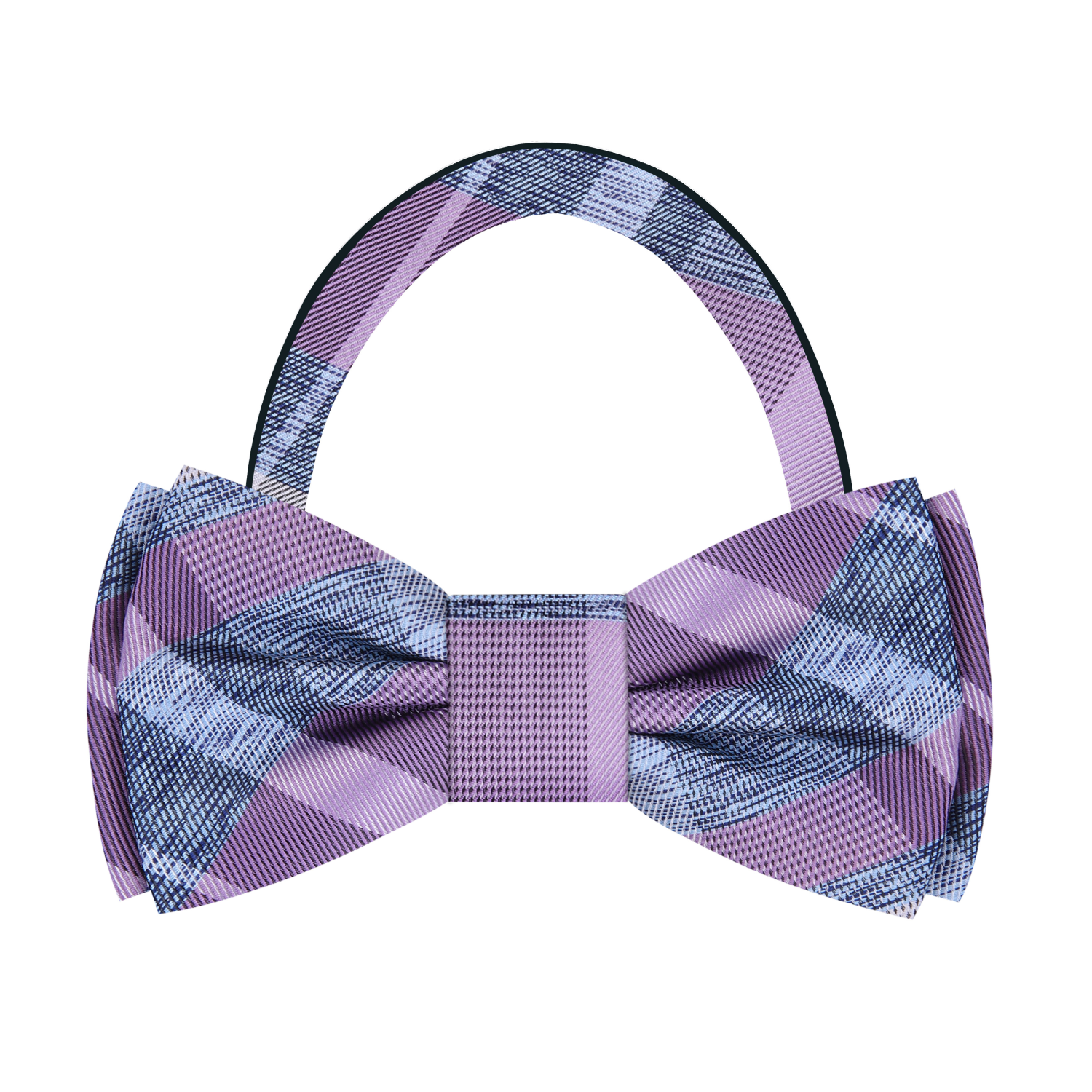 Purple, Blue Plaid Bow Tie Pre Tied