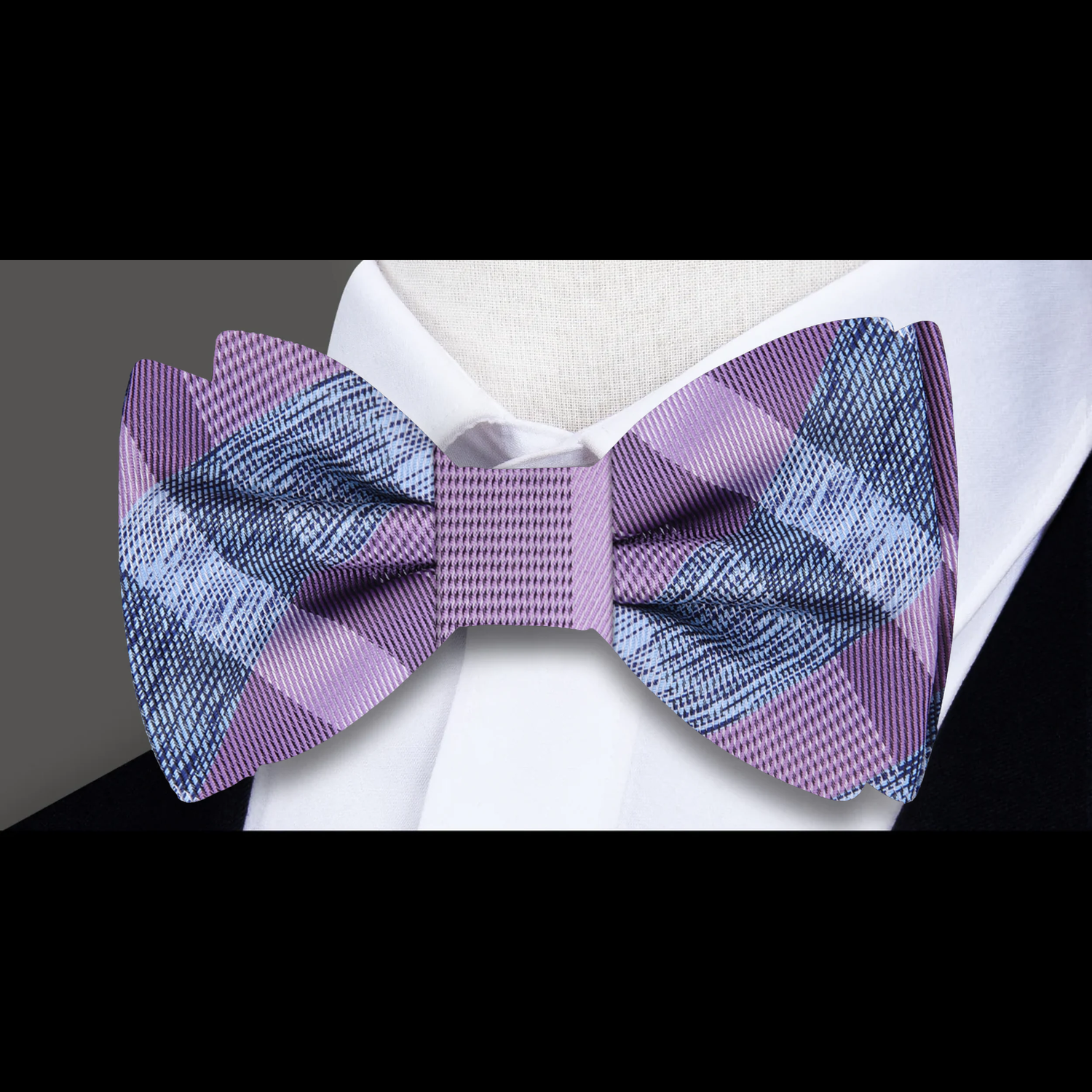Purple, Blue Plaid Bow Tie 