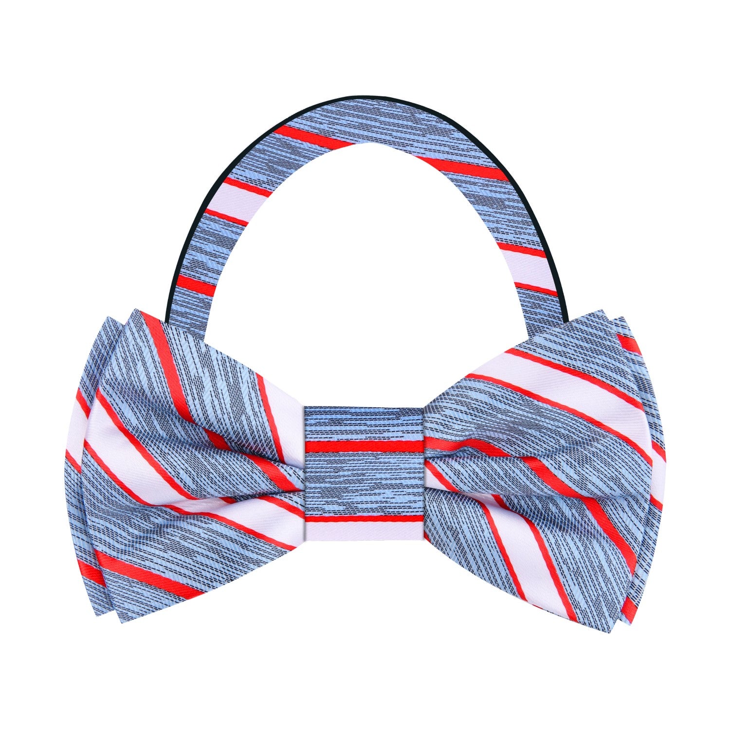 Blue, Red Stripe Bow Tie Pre Tied