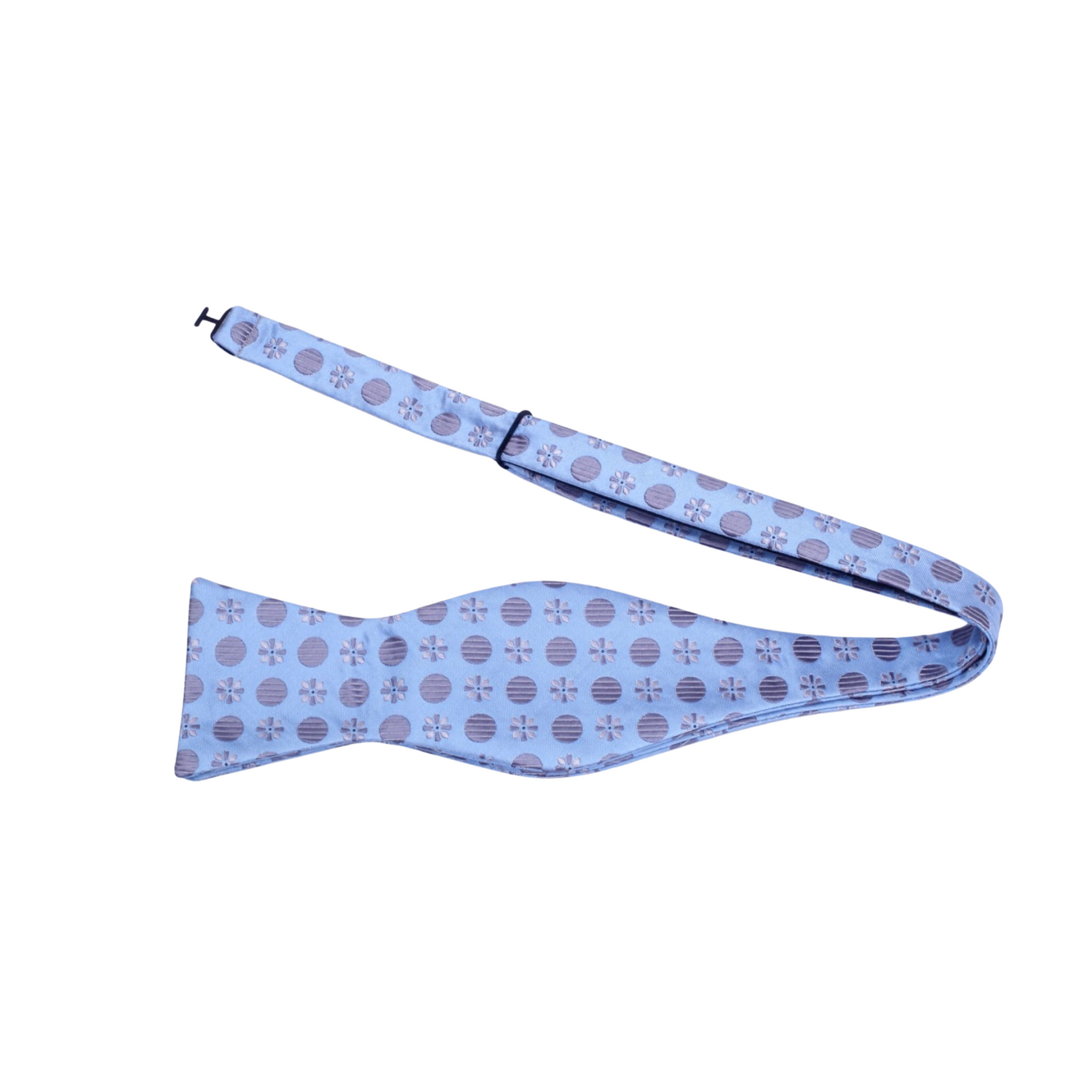 Blue, Grey Polka & Clover Bow Tie Self Tie