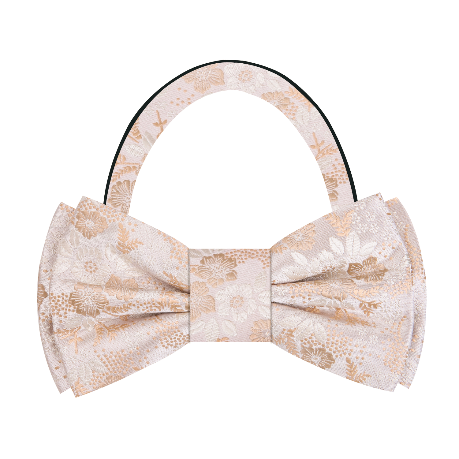 Brown, Champagne Floral Bow Tie Pre Tied