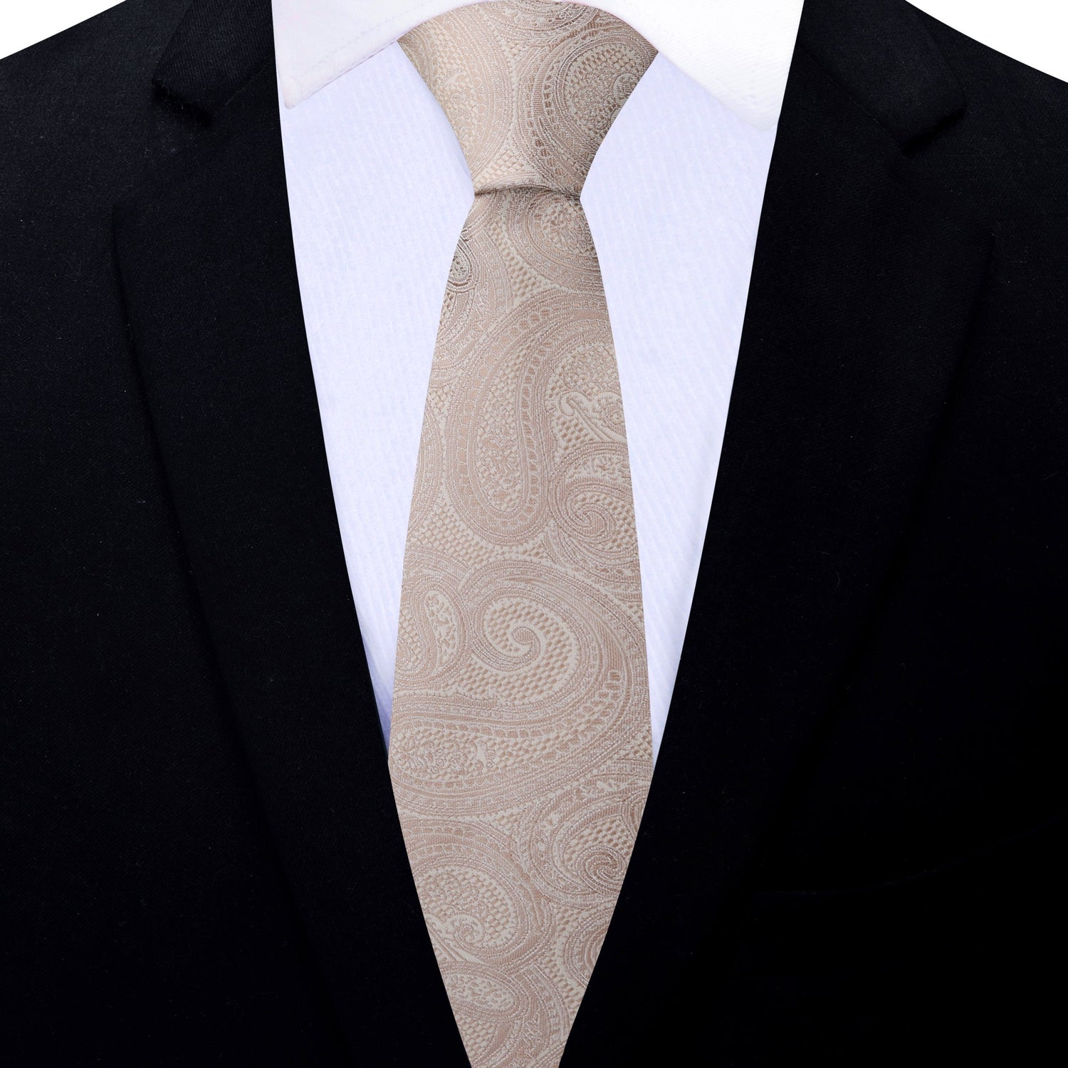 Thin Tie: Light Brown Paisley Necktie