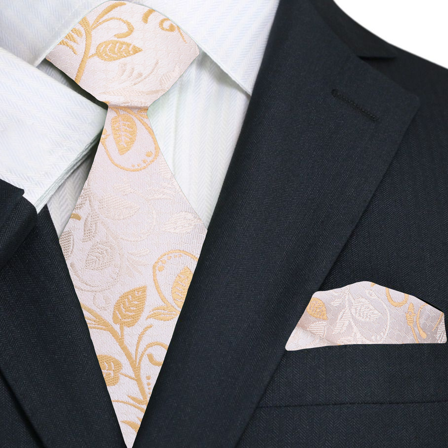 Beige & Tan Floral Vine Necktie