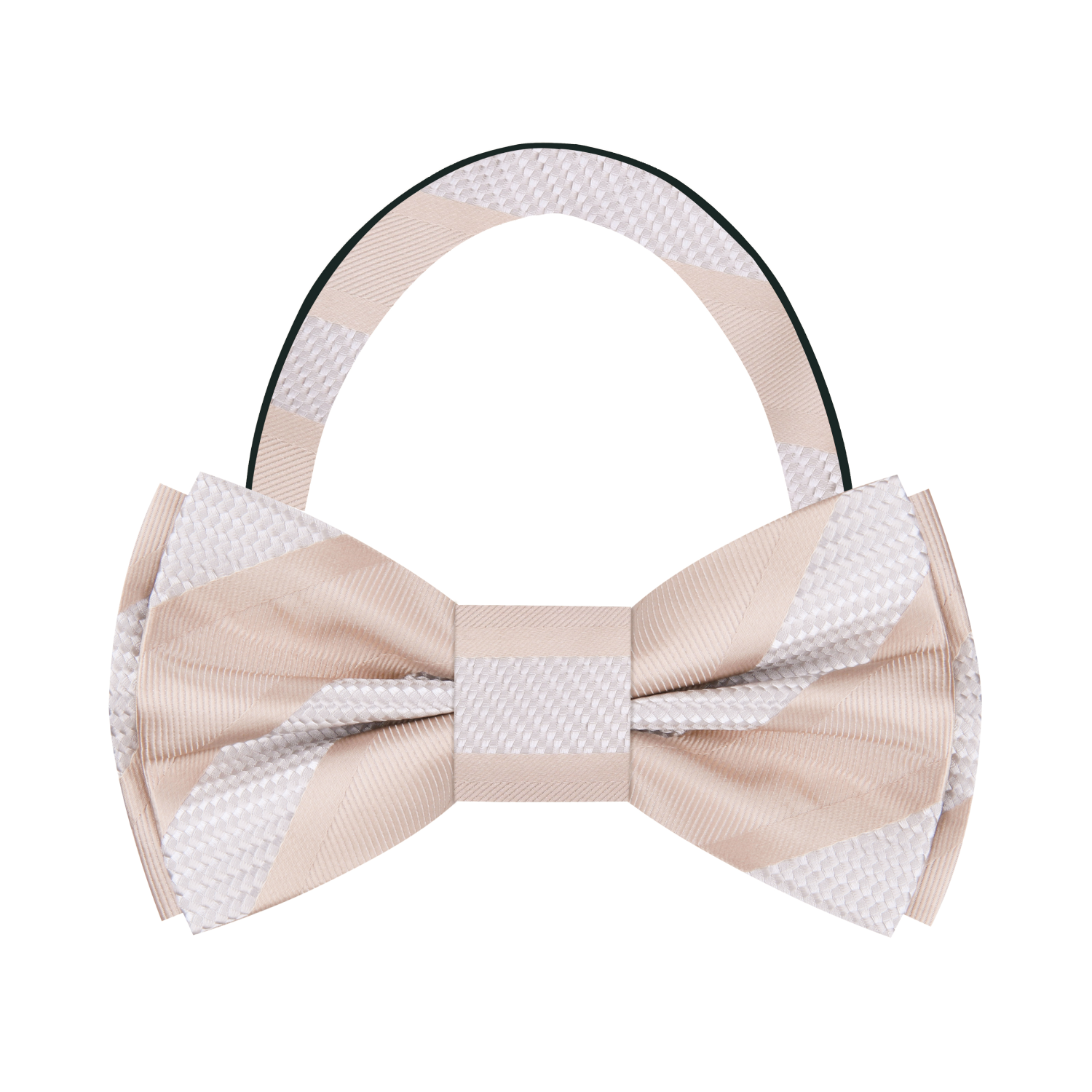 Off-white/Light Brown Block Stripe Bow Tie Pre Tied