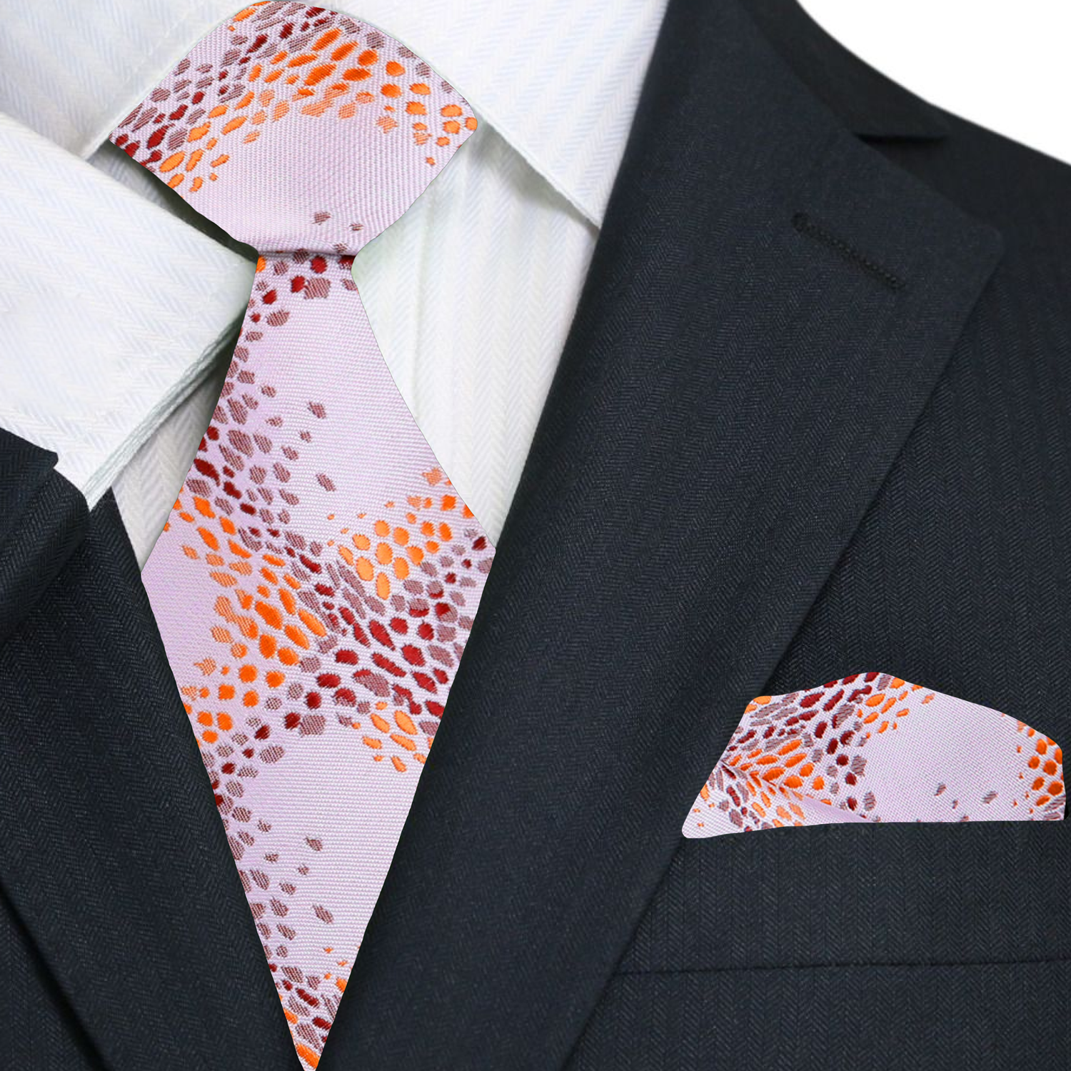 A Gorgeous Tan, Caramel, Brown Geometric Diamonds Pattern Necktie, Matching Pocket Square