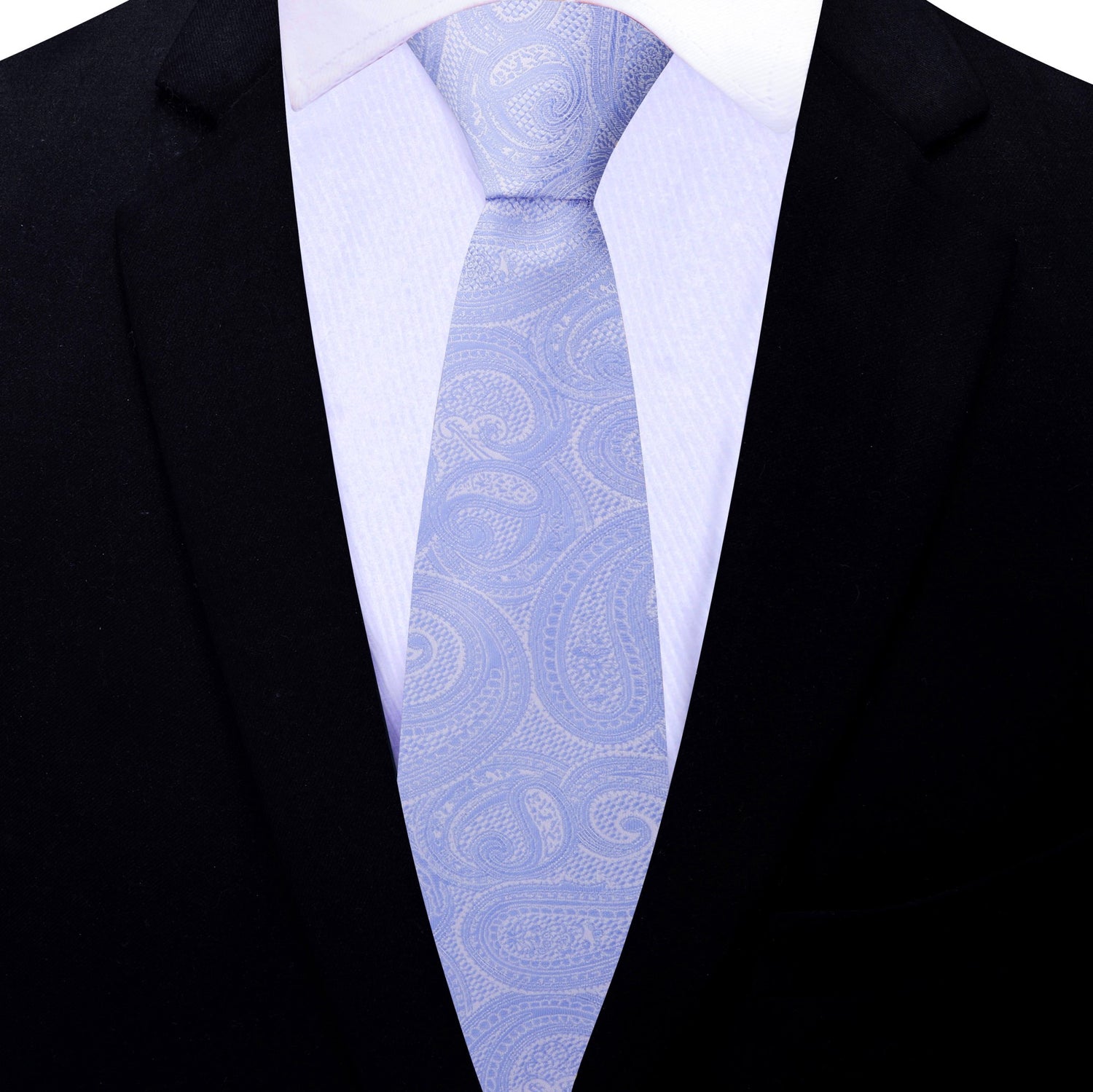 Thin Tie: Greyish Steel Blue Paisley Necktie