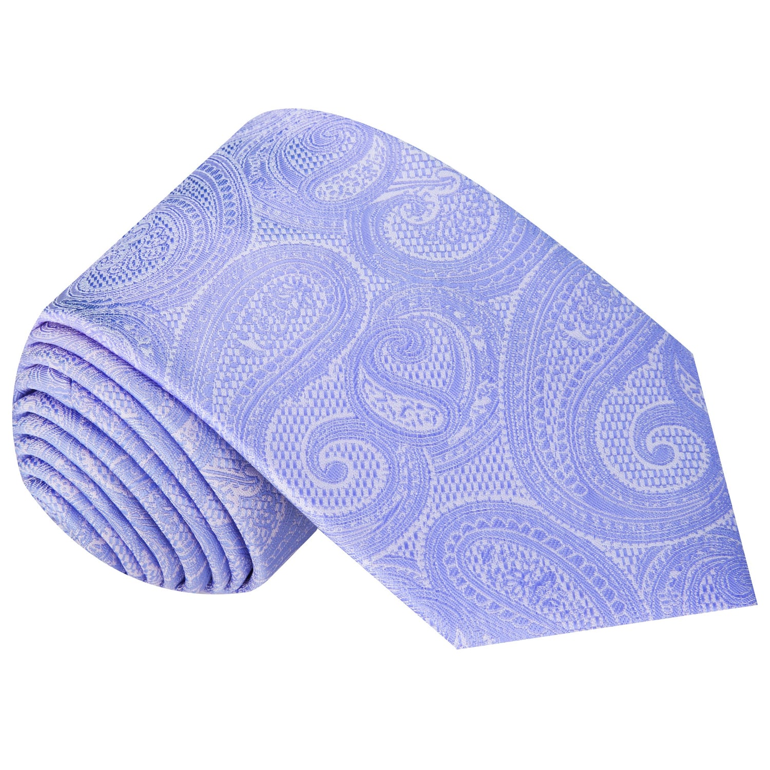 Rolled Up: Greyish Steel Blue Paisley Necktie