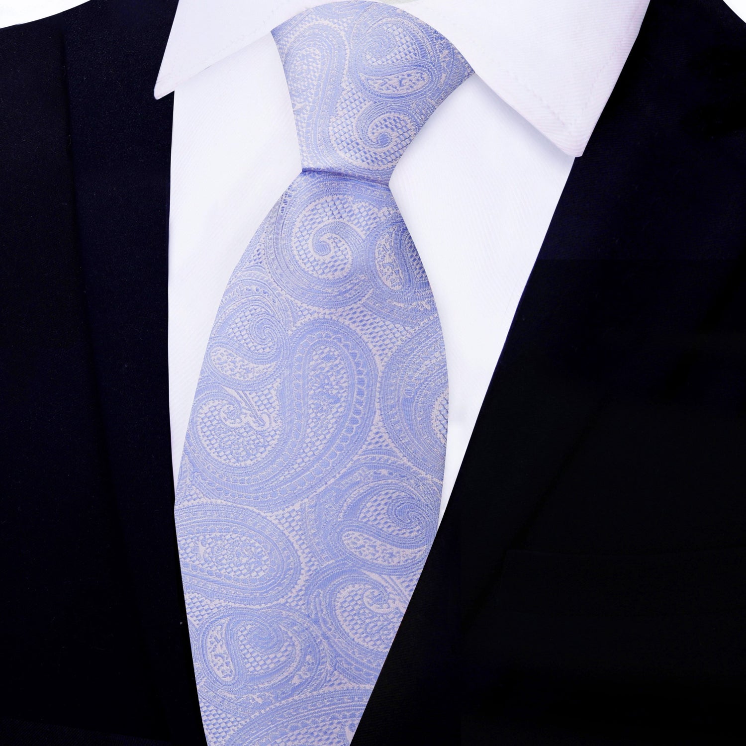 Greyish Steel Blue Paisley Necktie