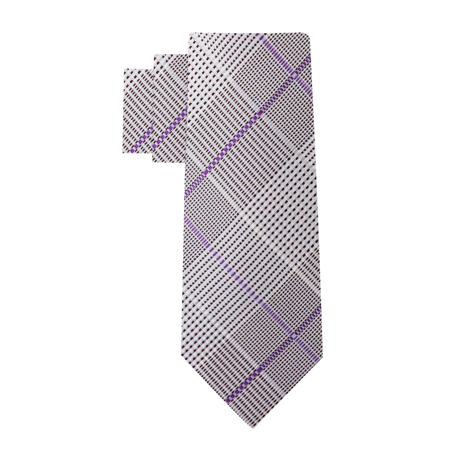 Alt View: Light Grey, Light Purple Plaid Necktie