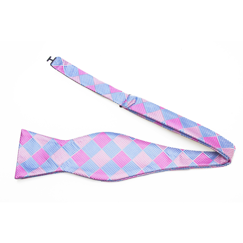 Pink Blue Diamonds Bow Tie