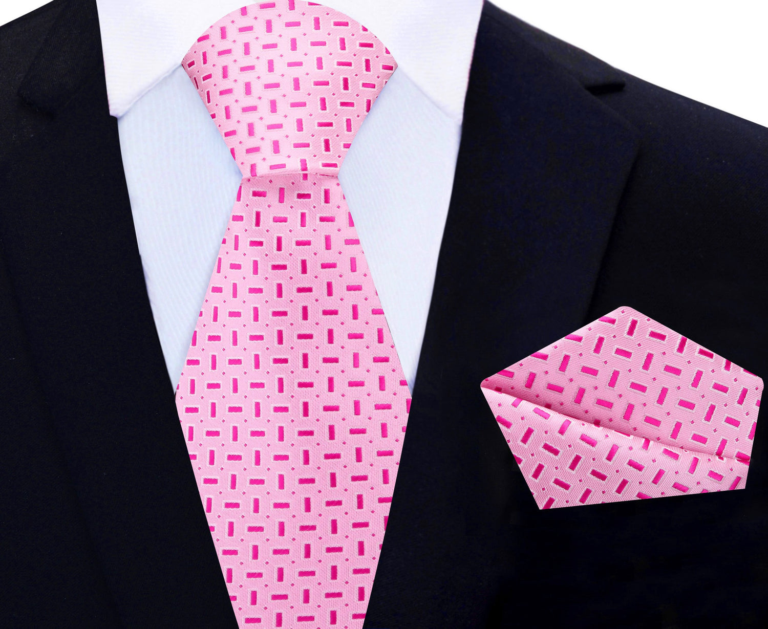 Shades of Pink Geometric Necktie and Square