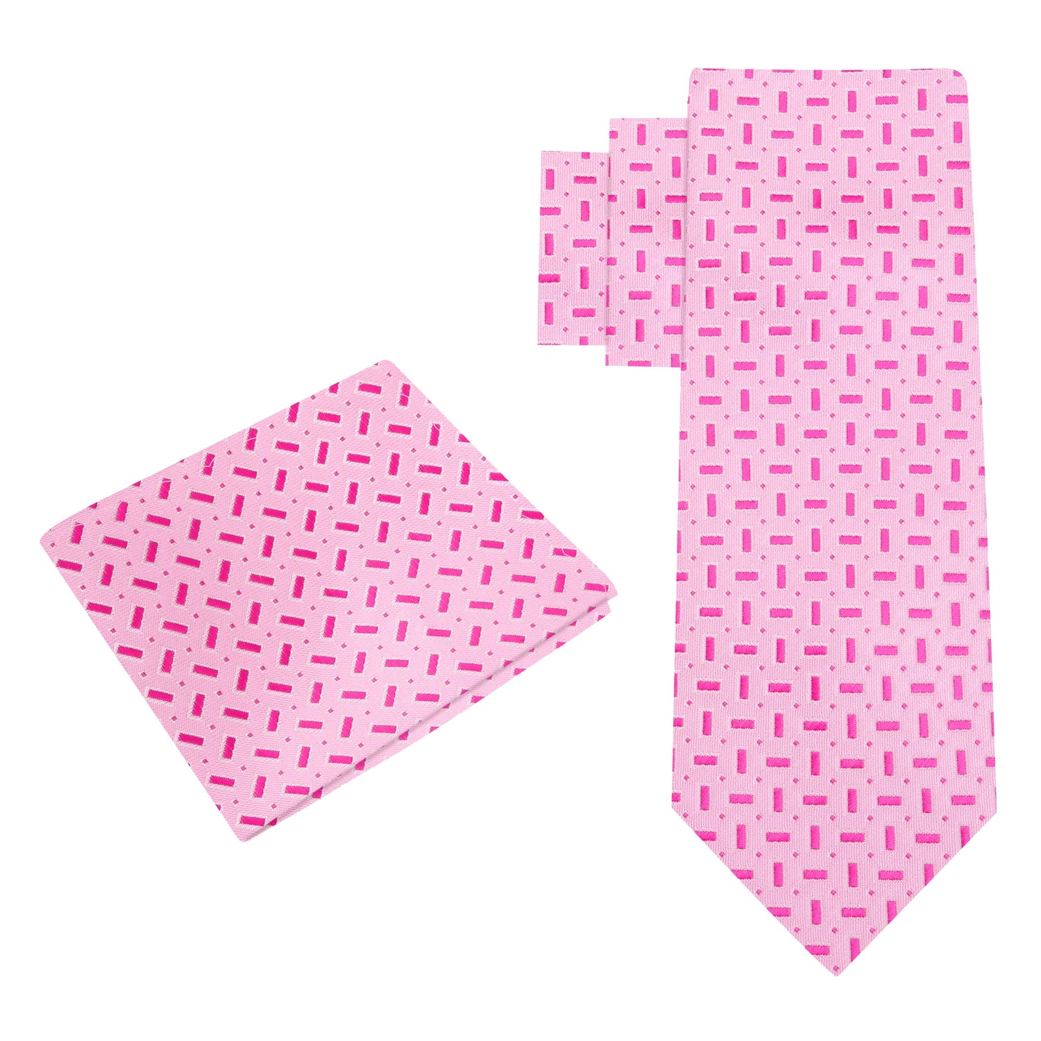 View 2 Shades of Pink Geometric Necktie and Square